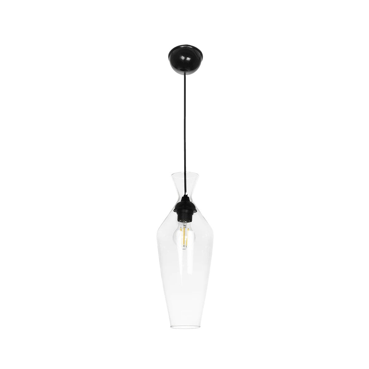 GLOBOSTAR® BOHEMIA 206-0039 Μοντέρνο Κρεμαστό Φωτιστικό Οροφής με Ντουί 1 x E27 AC 220-240V IP20 - Διάφανο - Μ15 x Π15 x Υ40cm - ledmania.gr