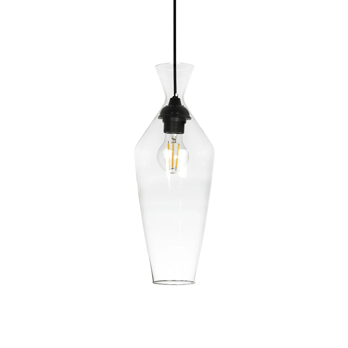 GLOBOSTAR® BOHEMIA 206-0039 Μοντέρνο Κρεμαστό Φωτιστικό Οροφής με Ντουί 1 x E27 AC 220-240V IP20 - Διάφανο - Μ15 x Π15 x Υ40cm - ledmania.gr