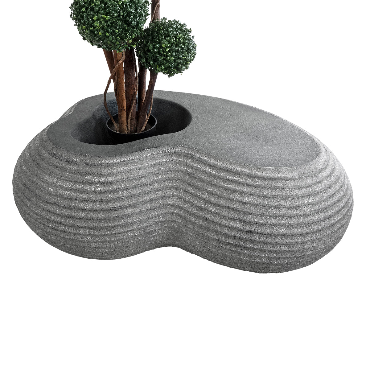 GloboStar® Artificial Garden FLORENCE 20751 Επιδαπέδιο Πολυεστερικό Τσιμεντένιο Κασπώ Γλάστρα - Flower Pot Γκρι Μ130 x Π90 x Υ48cm - ledmania.gr
