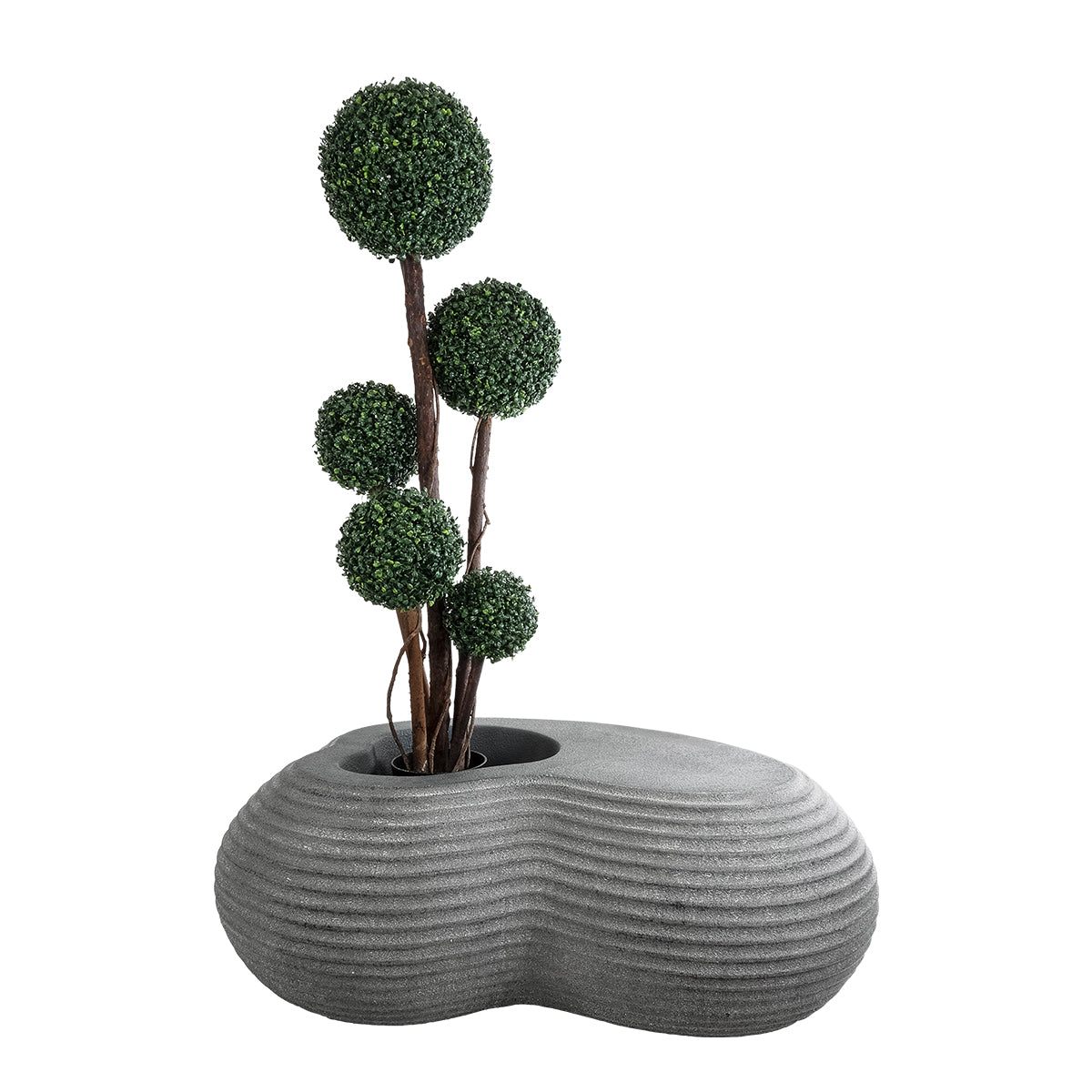 GloboStar® Artificial Garden FLORENCE 20751 Επιδαπέδιο Πολυεστερικό Τσιμεντένιο Κασπώ Γλάστρα - Flower Pot Γκρι Μ130 x Π90 x Υ48cm - ledmania.gr