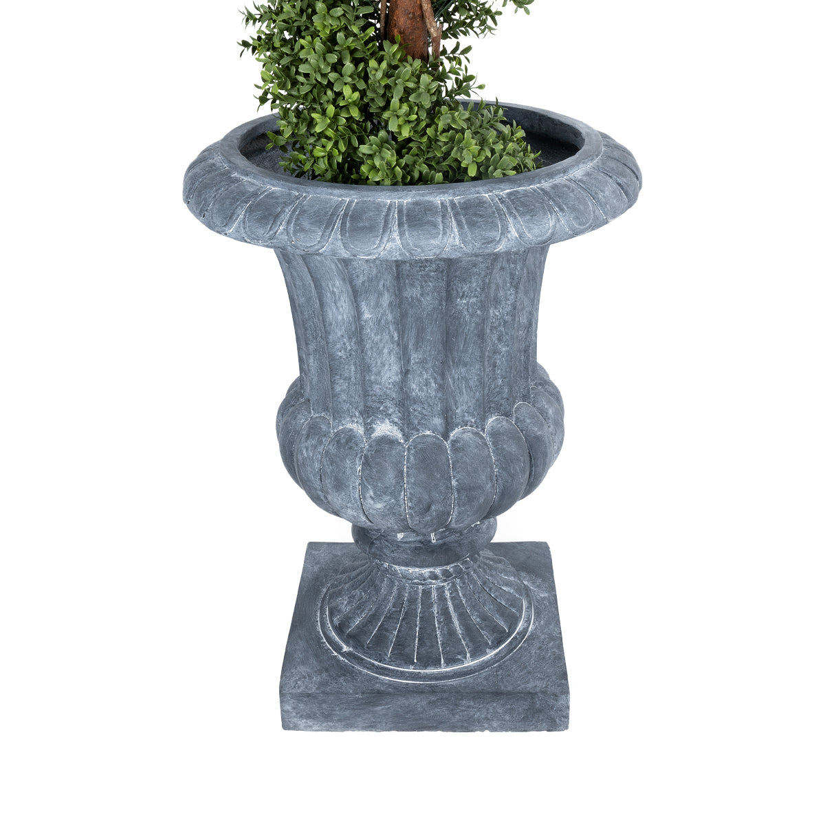 GloboStar® Artificial Garden ALCAZAR 20777 Επιδαπέδιο Πολυεστερικό Τσιμεντένιο Κασπώ Γλάστρα - Flower Pot Γκρι Φ51 x Υ71cm - ledmania.gr