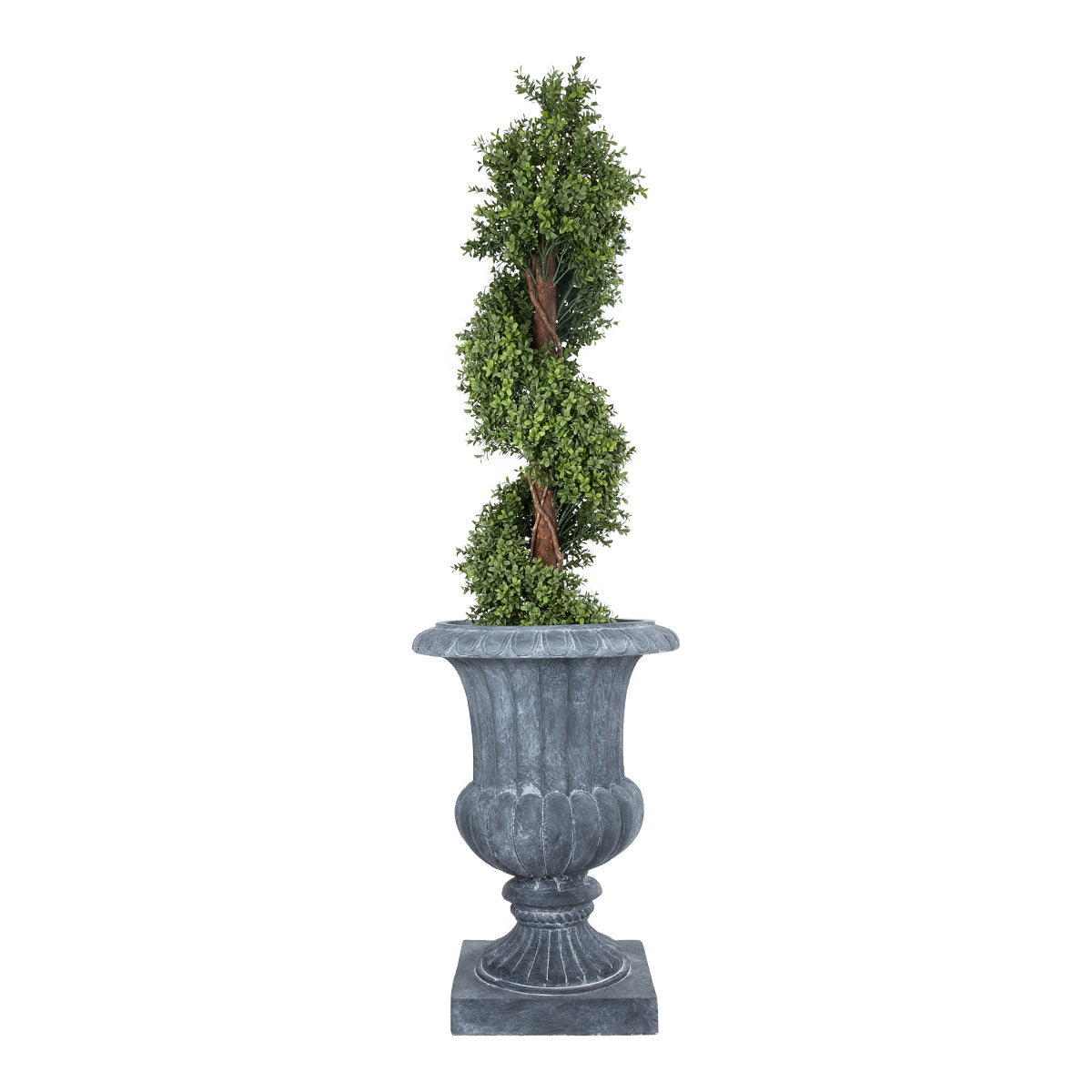 GloboStar® Artificial Garden ALCAZAR 20777 Επιδαπέδιο Πολυεστερικό Τσιμεντένιο Κασπώ Γλάστρα - Flower Pot Γκρι Φ51 x Υ71cm - ledmania.gr