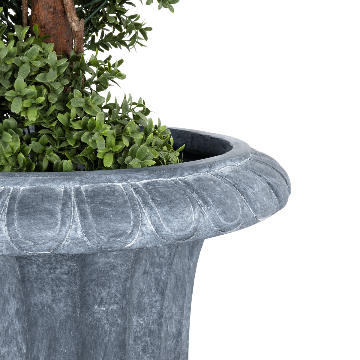 GloboStar® Artificial Garden ALCAZAR 20777 Επιδαπέδιο Πολυεστερικό Τσιμεντένιο Κασπώ Γλάστρα - Flower Pot Γκρι Φ51 x Υ71cm - ledmania.gr