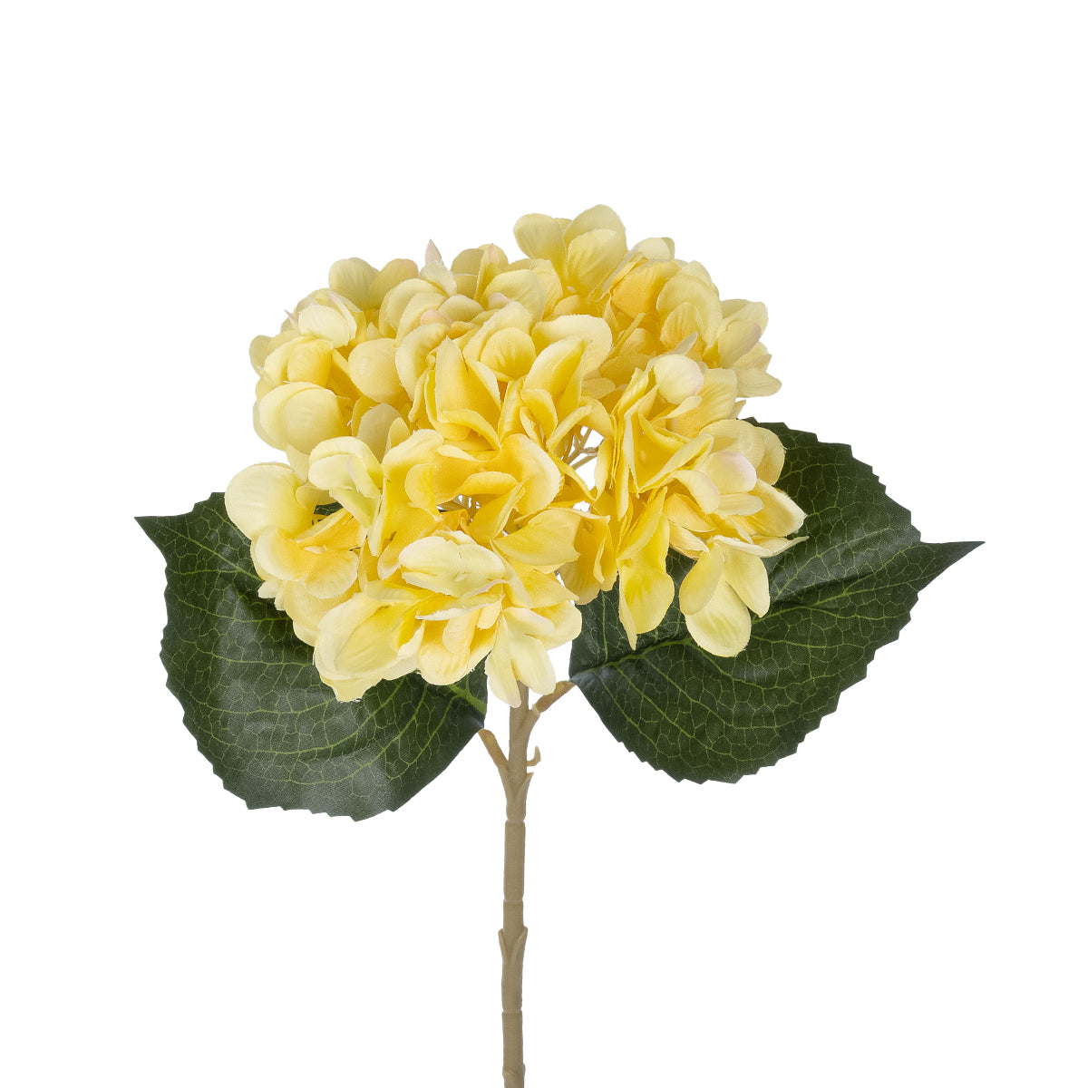 GloboStar® Artificial Garden YELLOW HYDRANGEA BRANCH 21176 Τεχνητό Διακοσμητικό Κλαδί Ορτανσίας Κίτρινης  Y47cm - ledmania.gr