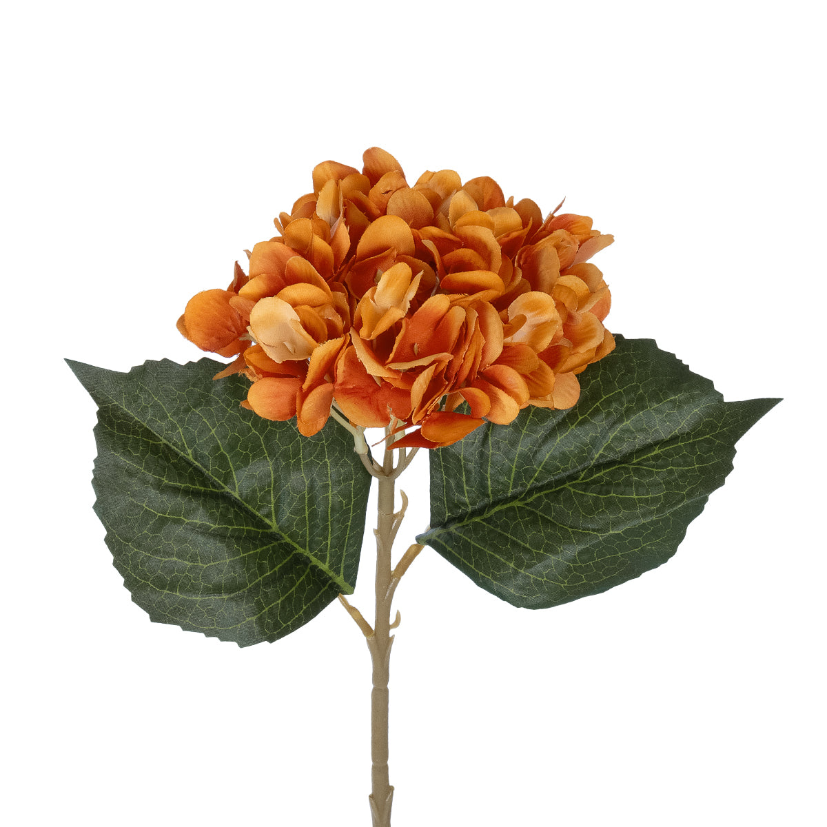GloboStar® Artificial Garden ORANGE HYDRANGEA BRANCH 21179 Τεχνητό Διακοσμητικό Κλαδί Ορτανσίας Πορτοκαλί  Y47cm - ledmania.gr