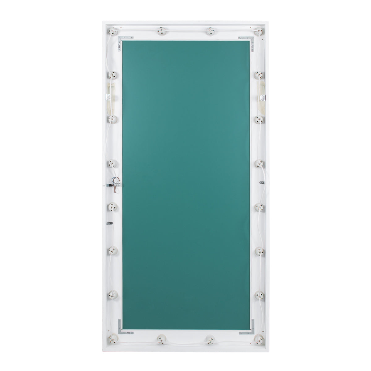 GloboStar® MAKEUP MIRROR-160x80-4 Μοντέρνος Καθρέπτης Μακιγιάζ με Πλαίσιο Φυσικού Ξύλου με Διακόπτη On/Off 20 x E27 AC220-240V - Μ80 x Π7 x Υ160cm - Λευκή Λάκα - ledmania.gr