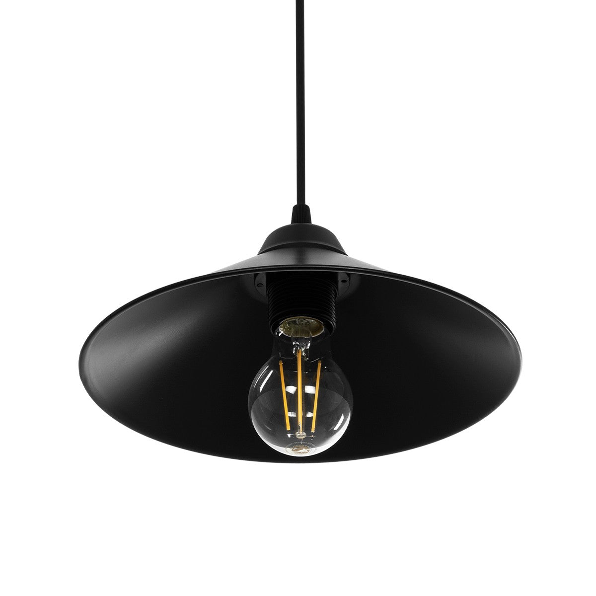 GLOBOSTAR® FONTE 203-0080 Μοντέρνο Κρεμαστό Φωτιστικό Οροφής με Ντουί 1 x E27 AC 220-240V IP20 - Μαύρο - Μ25.5 x Π25.5 x Υ10cm - ledmania.gr