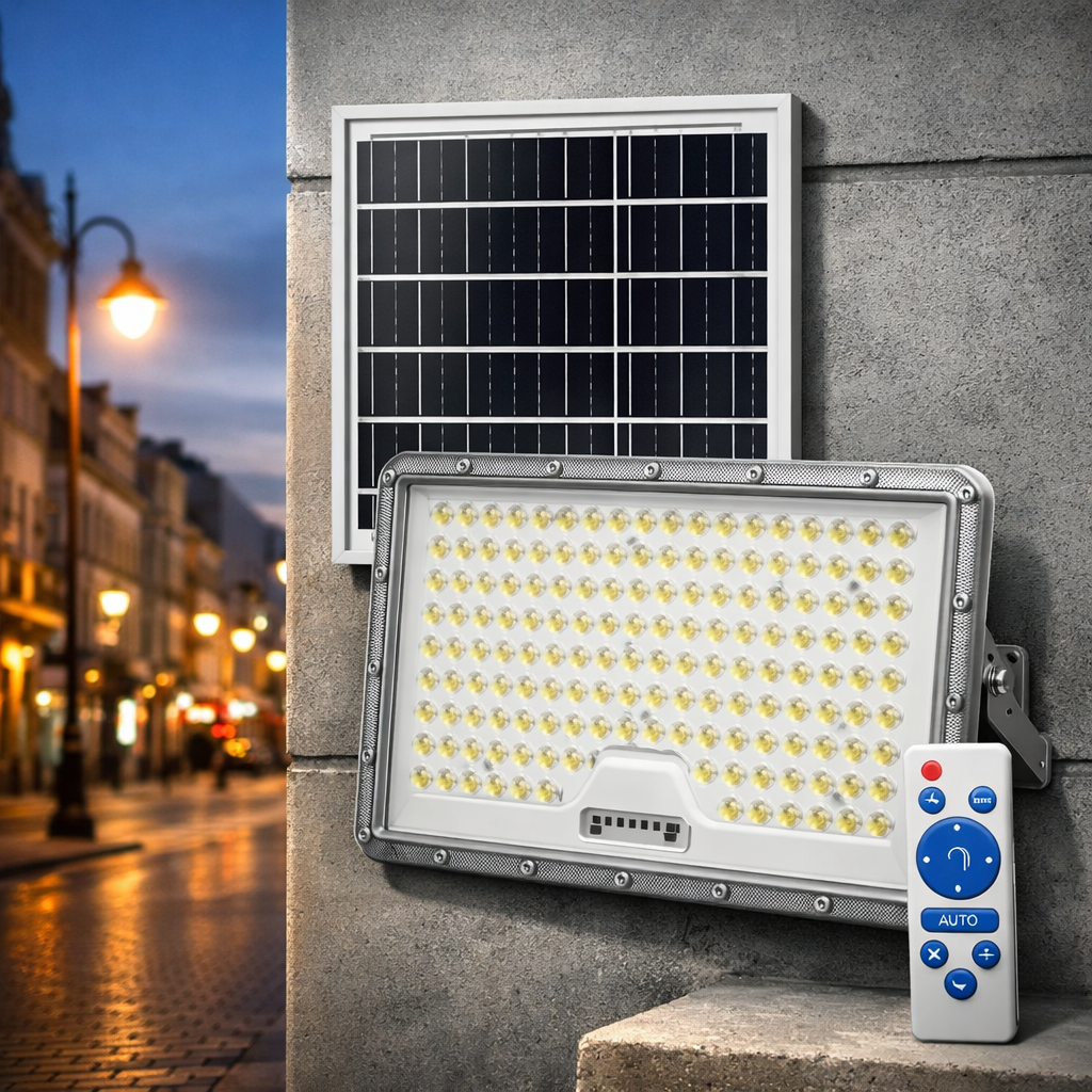 300W Solar LED Flood Light – Υπερφωτεινός, Αδιάβροχος IP67, Μεγάλη Αυτονομία 35Ah