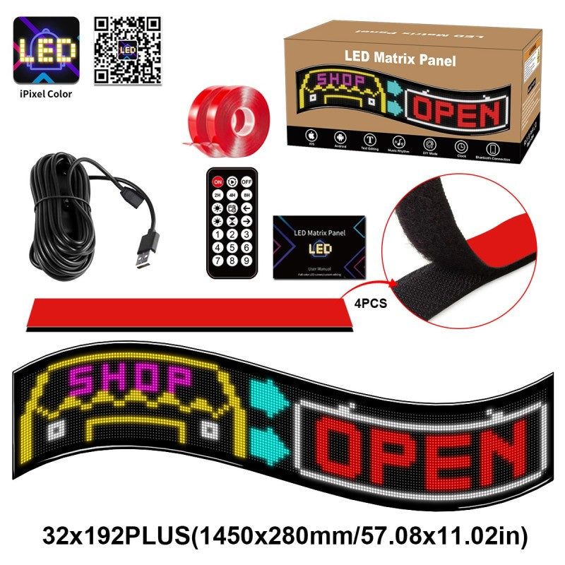 GLOBOSTAR® MATRIX GLB-106-0012 Εύκαμπτη Κυλιόμενη Ψηφιακή Επιγραφή 145x28cm P7 192x32 Pixel LED 20W AC 220-240V Αδιάβροχο IP65 Πολύχρωμο RGB - Bluetooth Control μέσω iPIXEL APP - Μ145 x Π0.4 x Υ28cm - 2 Χρόνια Εγγύηση