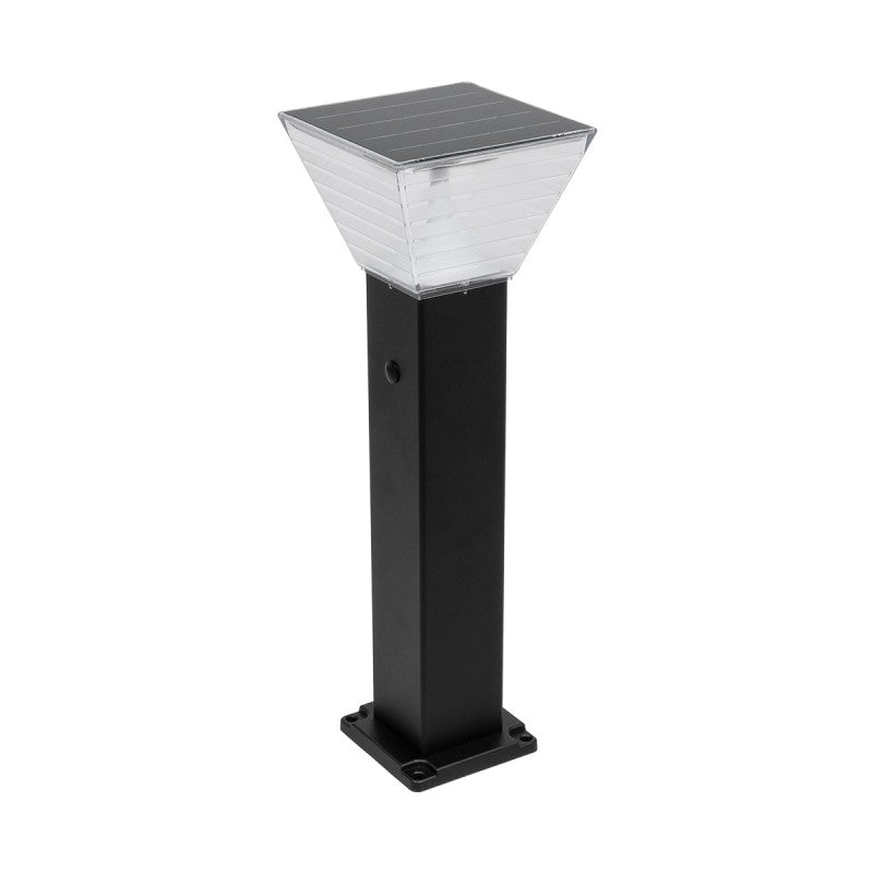 GLOBOSTAR® VEGGIE 90524 Φωτιστικό Κολωνάκι Κήπου LED 10W 500lm 120° με Ενσωματωμένο Φωτοβολταϊκό Panel 6V 2W & Επαναφορτιζόμενη Μπαταρία Li-ion 3.2V 6000mAh με Αισθητήρα Ημέρας-Νύχτας Αδιάβροχο IP65 All in One CCT 6000K-4500K - Sanan SMD Chip - Μαύρο -...