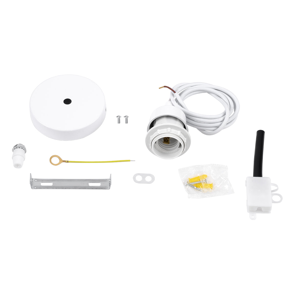 GloboStar® HANNA 36217 Μοντέρνο Κρεμαστό Φωτιστικό Ανάρτηση Μονόφωτο 1 x E27 IP20 Λευκό Πλαστικό - Μ4 x Π4 x Υ110cm - ledmania.gr