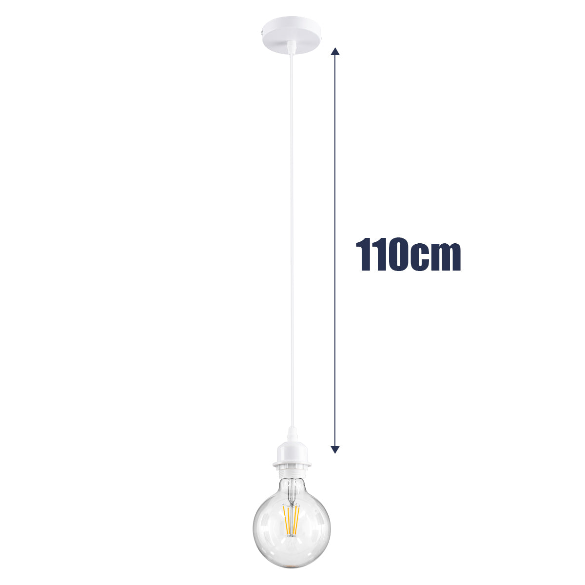 GloboStar® HANNA 36217 Μοντέρνο Κρεμαστό Φωτιστικό Ανάρτηση Μονόφωτο 1 x E27 IP20 Λευκό Πλαστικό - Μ4 x Π4 x Υ110cm - ledmania.gr