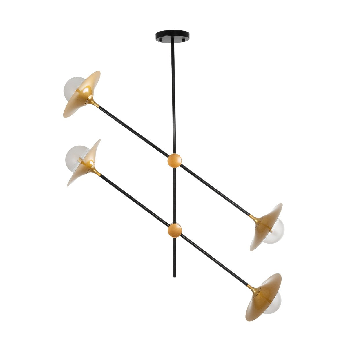 GloboStar® JOLIET 999-0044 Μοντέρνο Φωτιστικό Οροφής Πλέγμα Πολύφωτο 4 x G9 IP20 Μαύρο & Χρυσό Μέταλλο - Μ93 x Π20 x Υ106cm - ledmania.gr