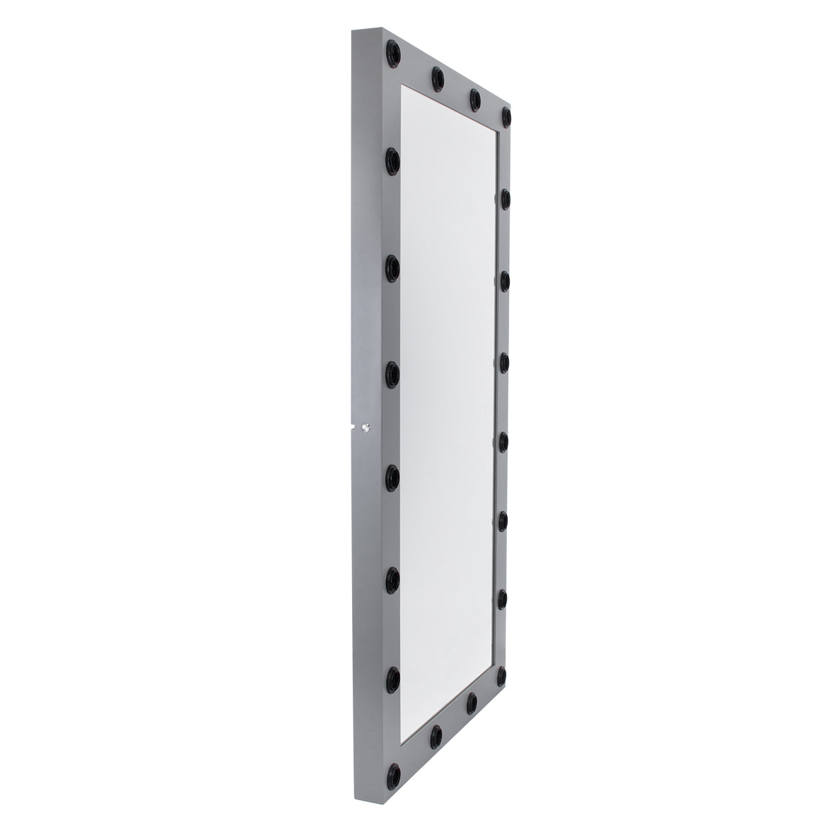 GloboStar® MAKEUP MIRROR-160x80-6 Μοντέρνος Καθρέπτης Μακιγιάζ με Πλαίσιο Φυσικού Ξύλου με Διακόπτη On/Off 20 x E27 AC220-240V - Μ80 x Π7 x Υ160cm - Γκρι Ανθρακί - ledmania.gr