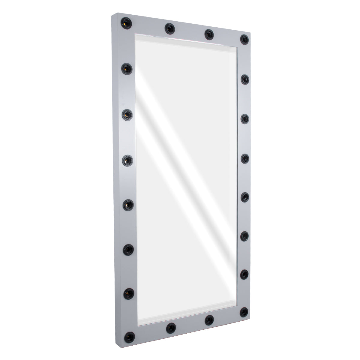 GloboStar® MAKEUP MIRROR-160x80-3 Μοντέρνος Καθρέπτης Μακιγιάζ με Πλαίσιο Φυσικού Ξύλου με Διακόπτη On/Off 20 x E27 AC220-240V - Μ80 x Π7 x Υ160cm - Γκρι Τσιμέντου - ledmania.gr