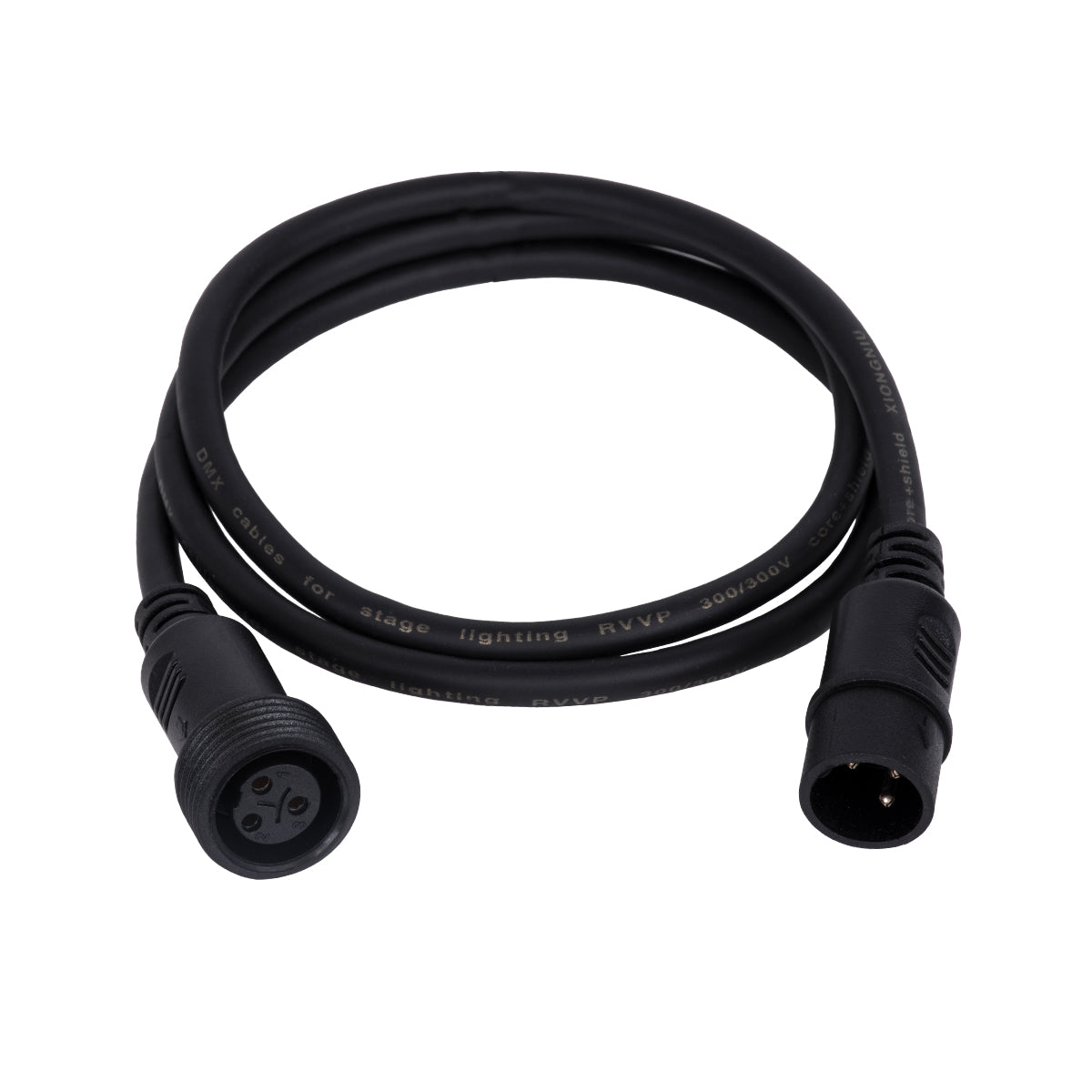 GloboStar® 51171 Καλώδιο 3PIN DMX512 1 Μέτρο από Female XLR σε Male XLR Τερματισμένο Αδιάβροχο IP65 Μ100cm - Μαύρο - ledmania.gr
