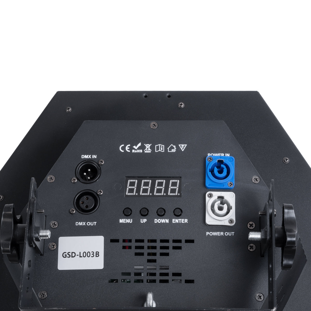 GloboStar® 51201 HALO HEXA Επαγγελματικό Φωτιστικό Ειδικών Εφέ DIGITAL MATRIX PIXEL & Blinder - 3 x 80W LED COB Chips Ultra Gold Warm White 2200K & 30 x 0.5W LED SMD5050 Chips RGB - AC 220V-240V DMX512 Display on Body - Μαύρο - Μ38 x Π38 x Υ22cm - 2 Χρ... - ledmania.gr