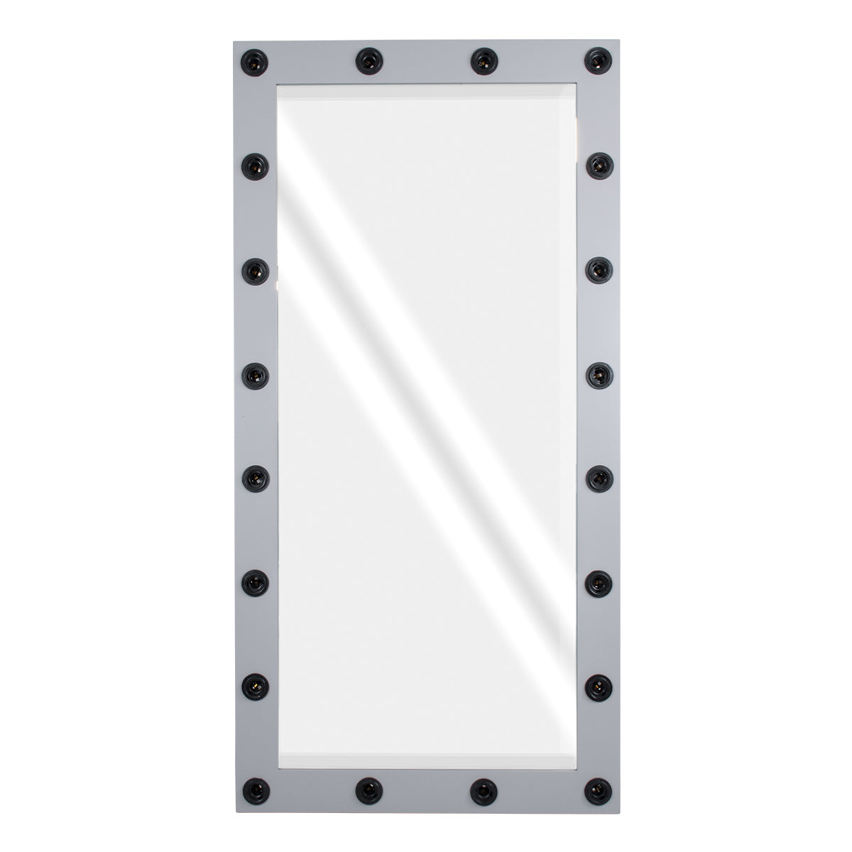 GloboStar® MAKEUP MIRROR-160x80-3 Μοντέρνος Καθρέπτης Μακιγιάζ με Πλαίσιο Φυσικού Ξύλου με Διακόπτη On/Off 20 x E27 AC220-240V - Μ80 x Π7 x Υ160cm - Γκρι Τσιμέντου - ledmania.gr
