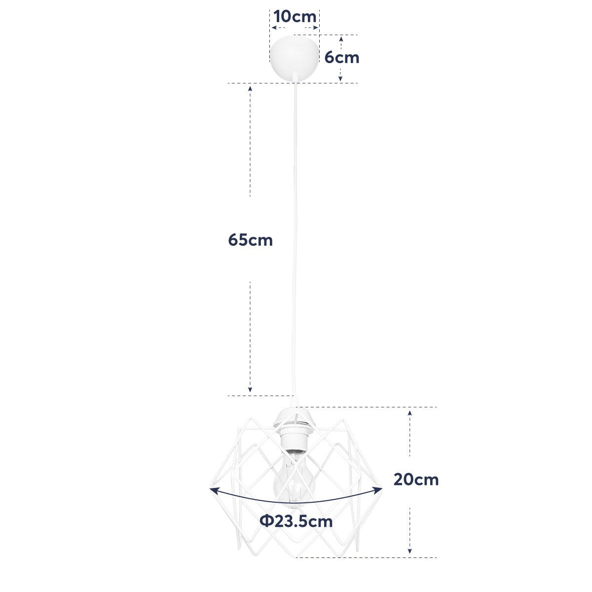 GLOBOSTAR® VORTEX 203-0001 Μοντέρνο Κρεμαστό Φωτιστικό Οροφής με Ντουί 1 x E27 AC 220-240V IP20 - Λευκό - Μ23.5 x Π23.5 x Υ20cm - ledmania.gr