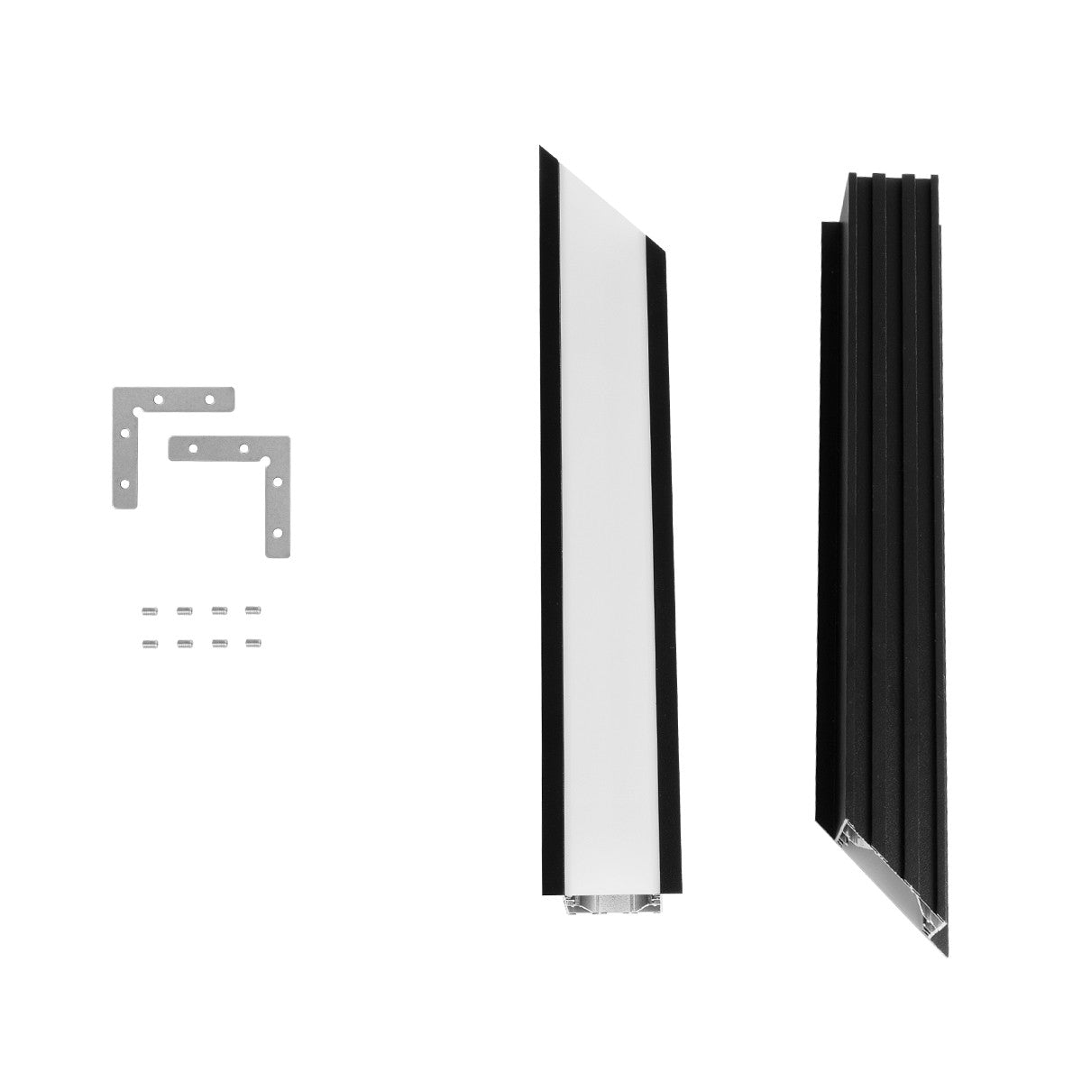 GLOBOSTAR® ALP-CORNER-SIDE90 RECESSA 61789 Χωνευτό Προφίλ Αλουμινίου Γωνία με Λευκό Γαλακτερό Πατητό Κάλυμμα για Ταινίες LED IP20 - Μαύρο Ματ - Μ30 x Π3.5 x Υ4cm - ledmania.gr