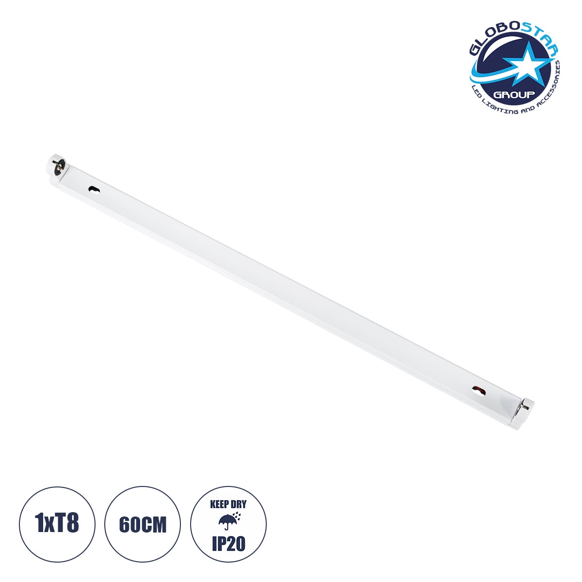 GloboStar® TUBATO 60147 Μεταλλικό Σκαφάκι για 1 x Λάμπα 60CM T8 G13 LED AC 220-240V IP20 Μ60 x Π3.4 x Υ4.3cm - 5 Χρόνια Εγγύηση - ledmania.gr