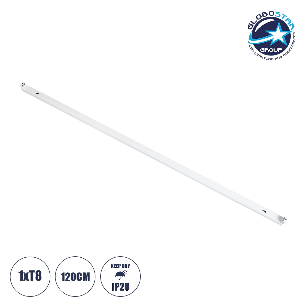 GloboStar® TUBATO 60149 Μεταλλικό Σκαφάκι για 1 x Λάμπα 120CM T8 G13 LED AC 220-240V IP20 Μ120 x Π3.4 x Υ4.3cm - 5 Χρόνια Εγγύηση - ledmania.gr