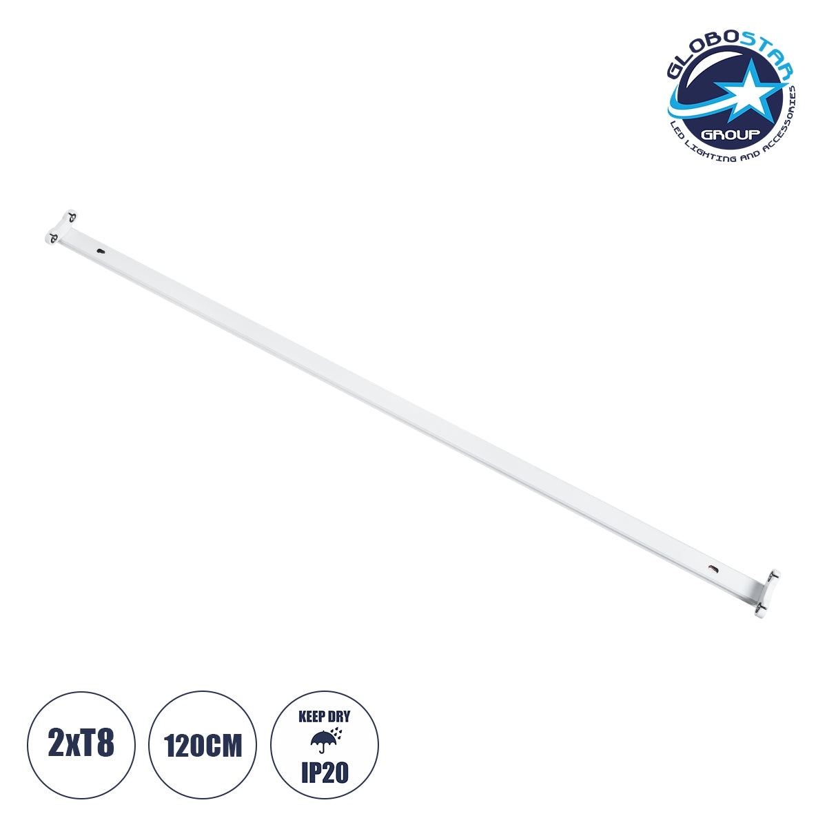 GloboStar® TUBATO 60153 Μεταλλικό Σκαφάκι για 2 x Λάμπες 120CM T8 G13 LED AC 220-240V IP20 Μ120 x Π7.2 x Υ4cm - 5 Χρόνια Εγγύηση - ledmania.gr