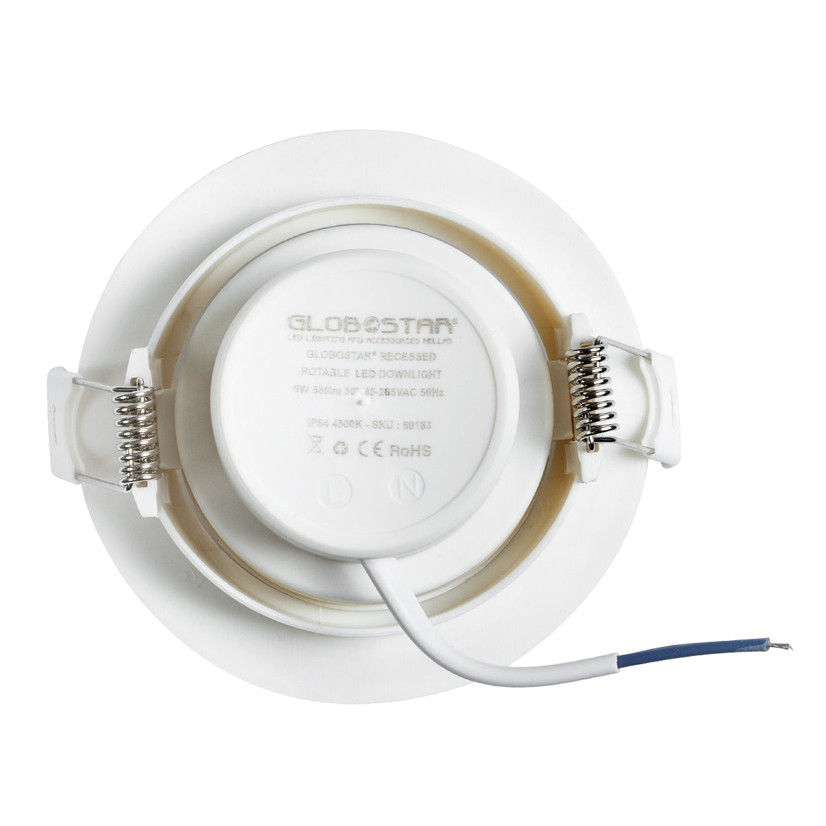 GloboStar® DE VALERA 60184 Χωνευτό LED Κινούμενο Spot Downlight 5W 470lm 60° AC 220-240V IP44 Φ9cm x Υ4cm - Στρόγγυλο - Λευκό - Θερμό Λευκό 2700K - Bridgelux Chip - TÜV Certified Driver - 5 Χρόνια Εγγύηση - ledmania.gr