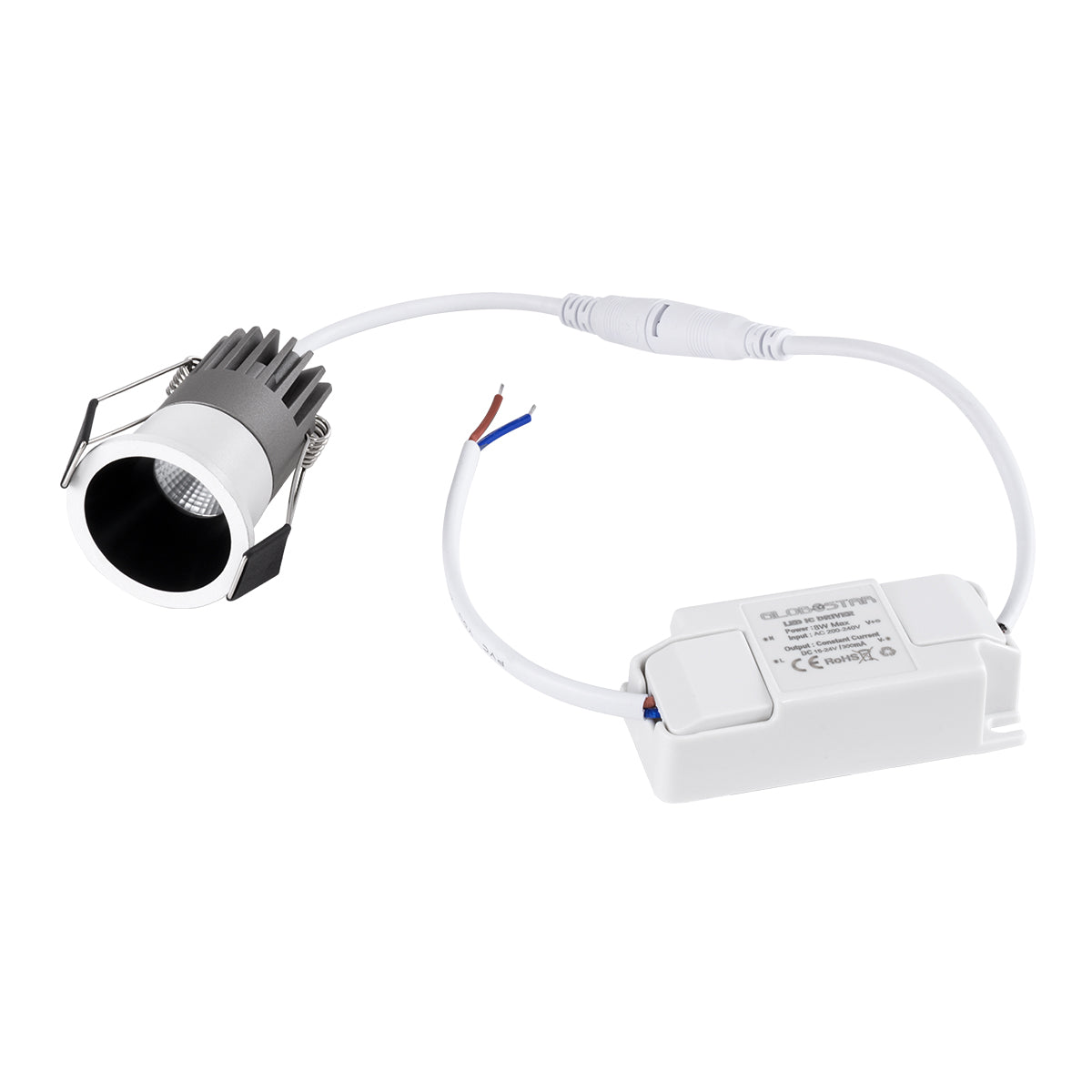 GLOBOSTAR® MICRO-S 60235 Χωνευτό Downlight Σποτ LED 5W 625lm 38° AC 220-240V IP20 Θερμό Λευκό 2700K - Bridgelux COB Chip & TÜV SÜD Driver - Λευκό & Μαύρο Ματ - Μ4 x Π4 x Υ5.9cm / Q3.5cm - 5 Χρόνια Εγγύηση