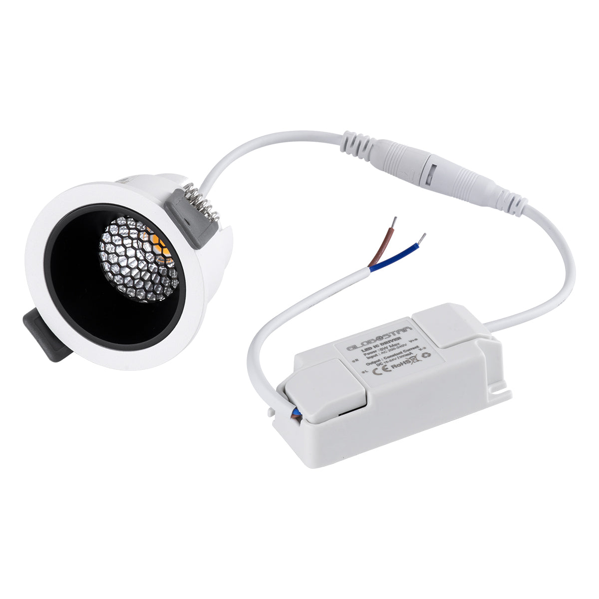 GLOBOSTAR® PLUTO-S 60246 Χωνευτό Downlight Σποτ με Honeycomb Anti Glare Reflector LED 7W 910lm 38° AC 220-240V IP20 Φυσικό Λευκό 4500K - Bridgelux COB Chip & TÜV SÜD Driver - Λευκό & Μαύρο Ματ - Μ6.4 x Π6.4 x Υ4.9cm / Q5.5cm - 5 Χρόνια Εγγύηση