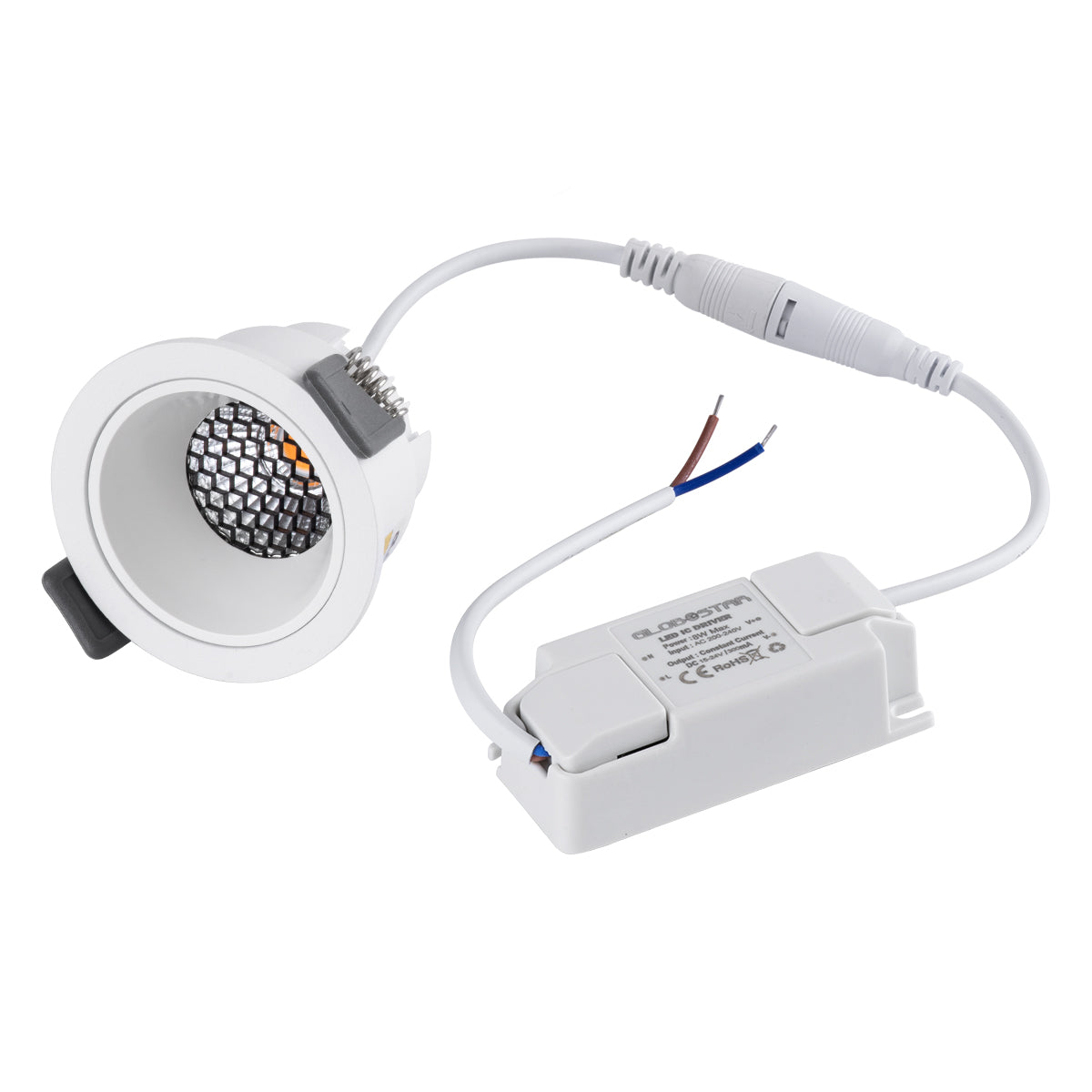 GLOBOSTAR® PLUTO-S 60249 Χωνευτό Downlight Σποτ με Honeycomb Anti Glare Reflector LED 7W 875lm 38° AC 220-240V IP20 Θερμό Λευκό 2700K - Bridgelux COB Chip & TÜV SÜD Driver - Λευκό Ματ - Μ6.4 x Π6.4 x Υ4.9cm / Q5.5cm - 5 Χρόνια Εγγύηση - ledmania.gr