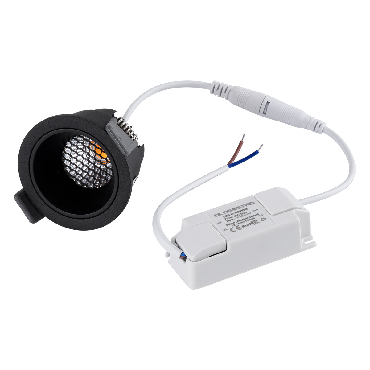 GLOBOSTAR® PLUTO-S 60251 Χωνευτό Downlight Σποτ με Honeycomb Anti Glare Reflector LED 7W 875lm 38° AC 220-240V IP20 Θερμό Λευκό 2700K - Bridgelux COB Chip & TÜV SÜD Driver - Μαύρο Ματ - Μ6.4 x Π6.4 x Υ4.9cm / Q5.5cm - 5 Χρόνια Εγγύηση - ledmania.gr