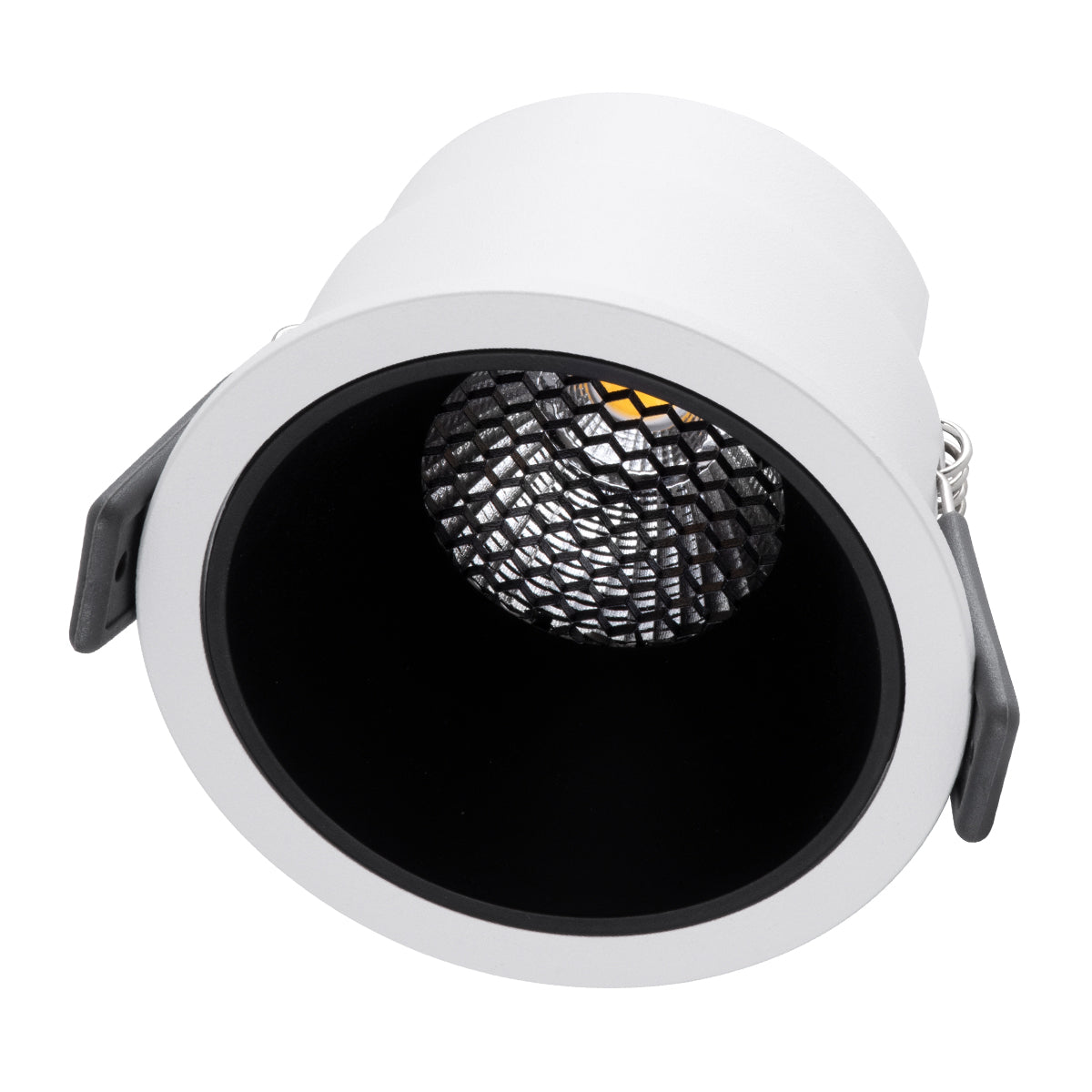 GloboStar® PLUTO-M 60252 Χωνευτό LED Spot Downlight TrimLess Φ8.4cm 10W 1300lm 38° AC 220-240V IP20 Φ8.4 x Υ5.9cm - Στρόγγυλο - Λευκό με Μαύρο Κάτοπτρο & Anti-Glare HoneyComb - Φυσικό Λευκό 4500K - Bridgelux COB - 5 Years Warranty - ledmania.gr