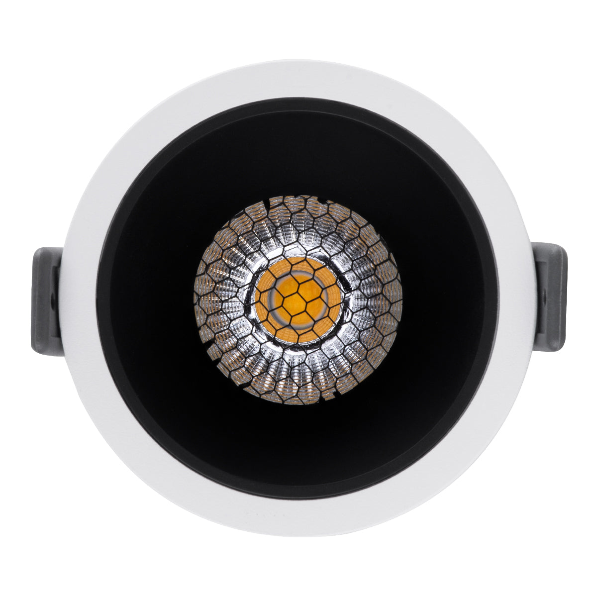 GloboStar® PLUTO-M 60252 Χωνευτό LED Spot Downlight TrimLess Φ8.4cm 10W 1300lm 38° AC 220-240V IP20 Φ8.4 x Υ5.9cm - Στρόγγυλο - Λευκό με Μαύρο Κάτοπτρο & Anti-Glare HoneyComb - Φυσικό Λευκό 4500K - Bridgelux COB - 5 Years Warranty - ledmania.gr
