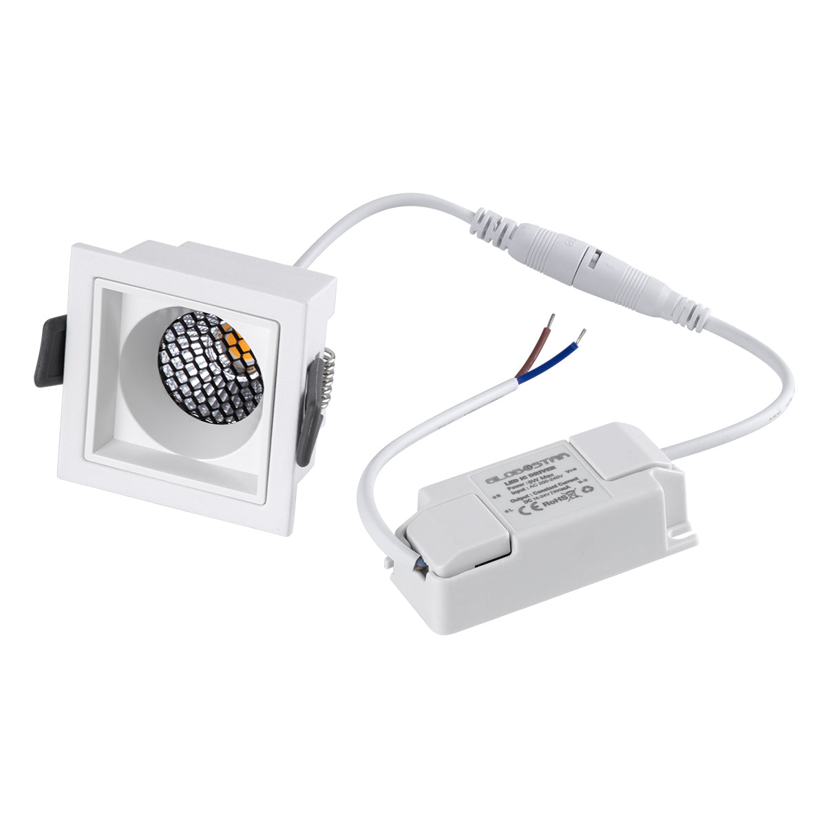 GLOBOSTAR® PLUTO-S 60267 Χωνευτό Downlight Σποτ με Honeycomb Anti Glare Reflector LED 7W 875lm 38° AC 220-240V IP20 Θερμό Λευκό 2700K - Bridgelux COB Chip & TÜV SÜD Driver - Λευκό Ματ - Μ6.4 x Π6.4 x Υ4.9cm / Q5.5 x 5.5cm - 5 Χρόνια Εγγύηση