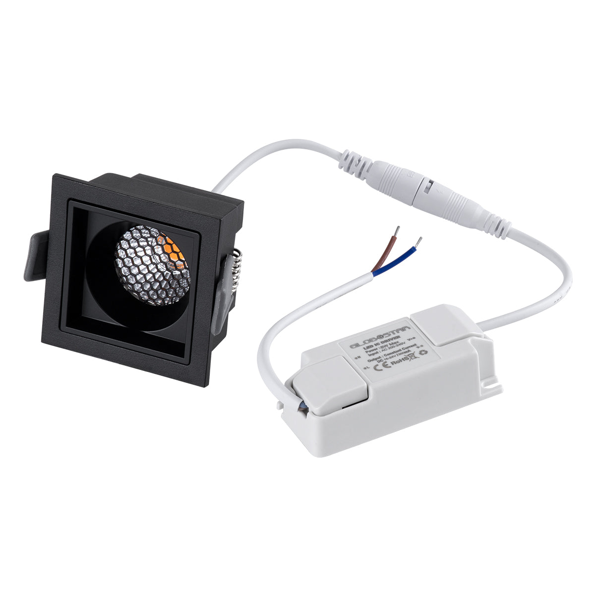 GloboStar® PLUTO-S 60269 Χωνευτό LED Spot Downlight TrimLess Μ6.4xΠ6.4cm 7W 875lm 38° AC 220-240V IP20 Μ6.4 x Π6.4 x Υ4.9cm - Τετράγωνο - Μαύρο & Anti-Glare HoneyComb - Θερμό Λευκό 2700K - Bridgelux COB - 5 Years Warranty - ledmania.gr