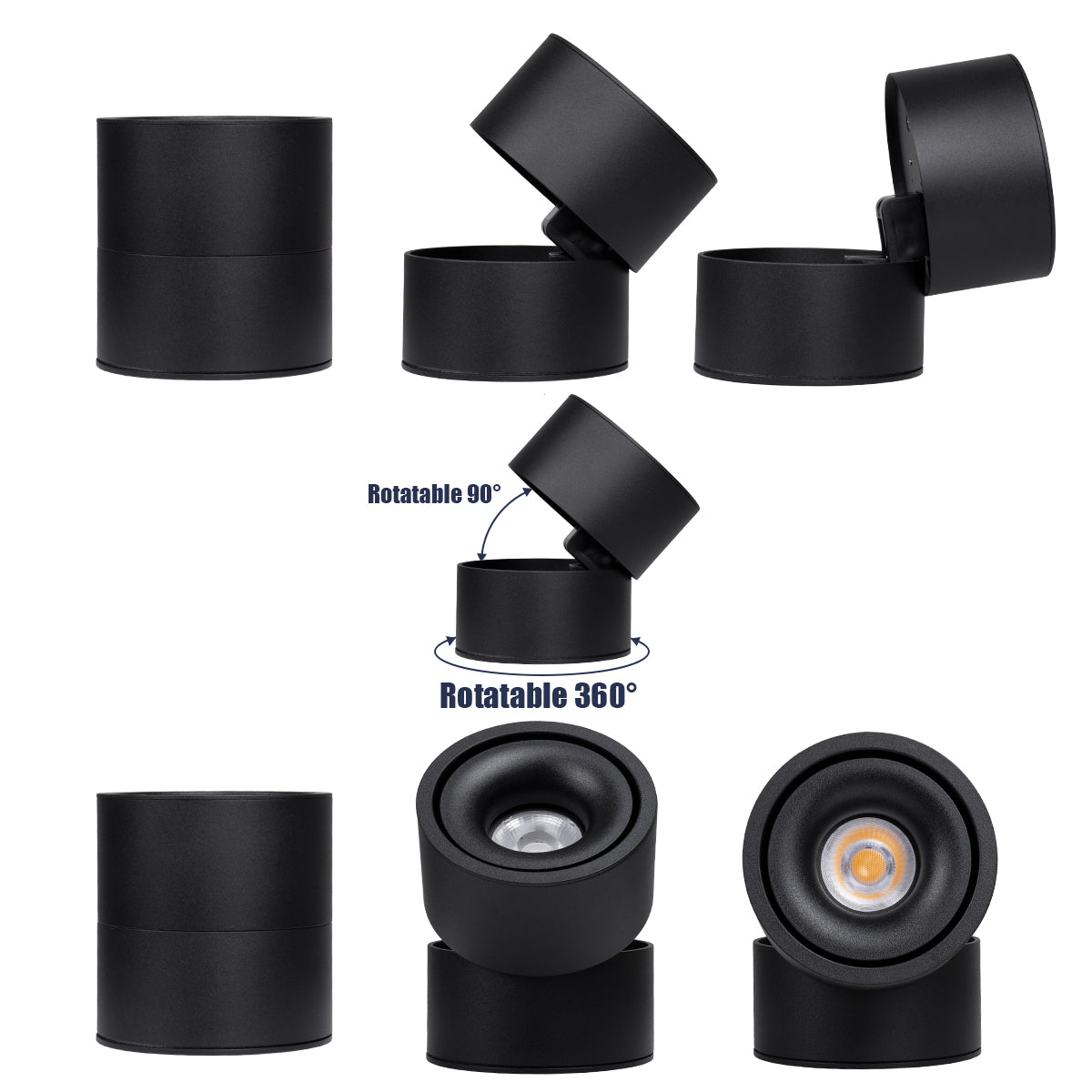 GLOBOSTAR® OMEGA-S 60301 Κινούμενο Downlight Σποτ LED 12W 1500lm 36° AC 220-240V IP20 Θερμό Λευκό 2700K - Bridgelux COB Chip & TÜV SÜD Driver - Μαύρο Ματ - Μ10 x Π10 x Υ10.5cm - 5 Χρόνια Εγγύηση - ledmania.gr