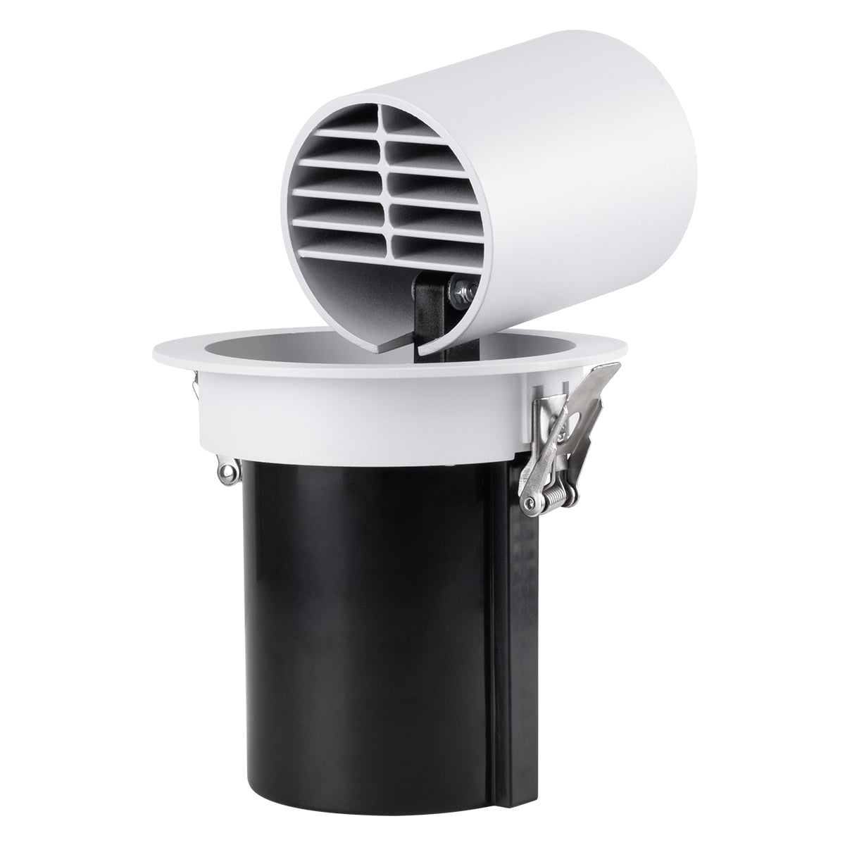 GloboStar® VIRGO-B 60311 Χωνευτό LED Spot Downlight TrimLess Φ13.5cm 20W 2500lm 36° AC 220-240V IP20 Φ13.5cm x Υ14cm - Στρόγγυλο - Λευκό με Μαύρο Κάτοπτρο - Θερμό Λευκό 2700K - Bridgelux COB - 5 Years Warranty - ledmania.gr