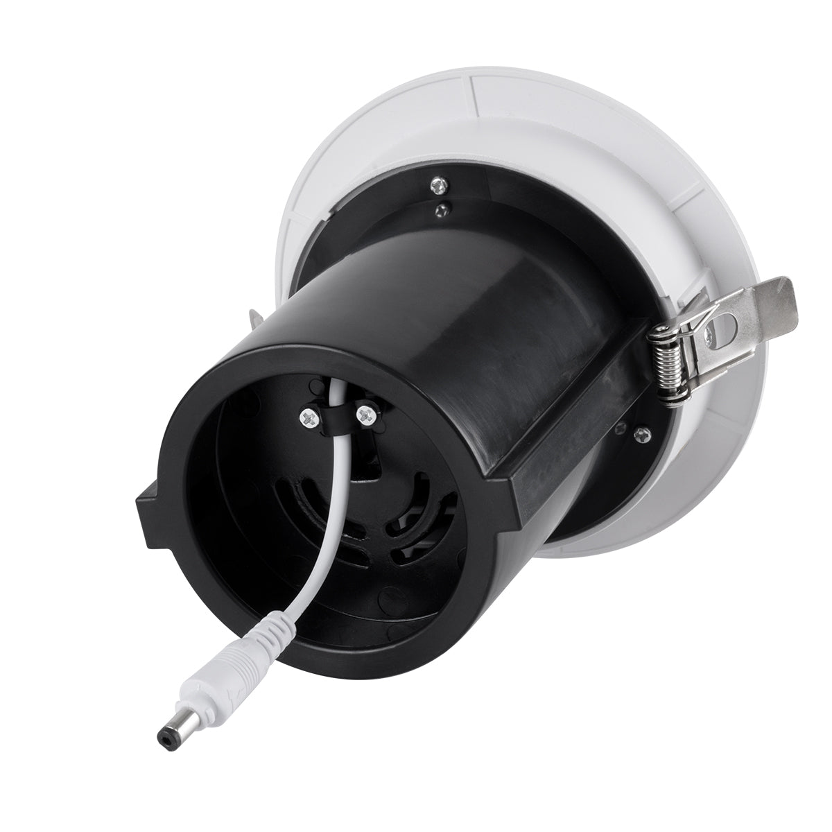 GloboStar® VIRGO-B 60311 Χωνευτό LED Spot Downlight TrimLess Φ13.5cm 20W 2500lm 36° AC 220-240V IP20 Φ13.5cm x Υ14cm - Στρόγγυλο - Λευκό με Μαύρο Κάτοπτρο - Θερμό Λευκό 2700K - Bridgelux COB - 5 Years Warranty - ledmania.gr