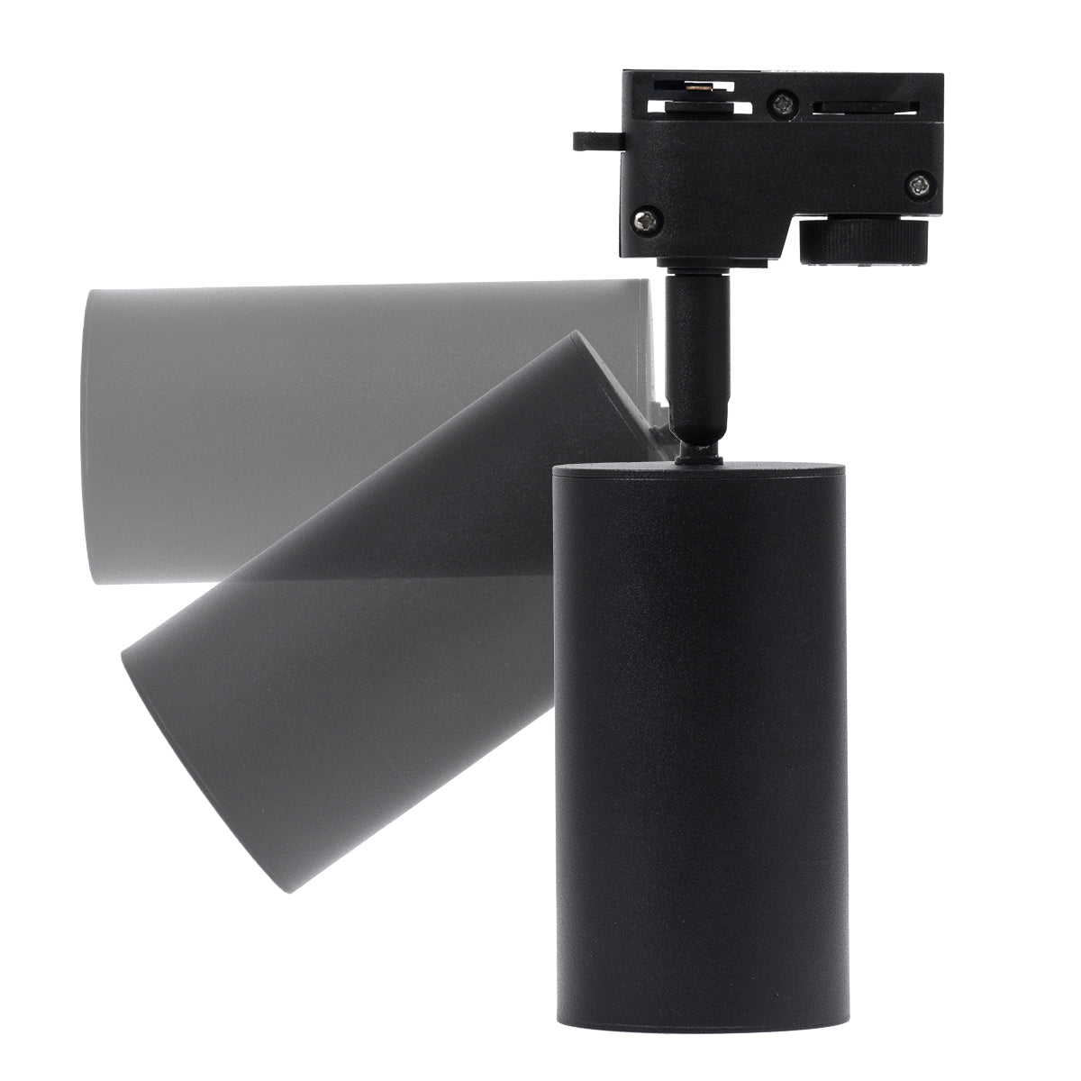 GloboStar® LEO 60353 Κινούμενο Στρόγγυλο Φωτιστικό Σποτ Ράγας Αλουμινίου με Ντουί GU10 AC 220-240V IP20 Φ6 x Υ19cm - 2 Γραμμών - Μαύρο - 5 Years Warranty - ledmania.gr