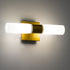 GLOBOSTAR® ANAIS 60409 Μοντέρνο Φωτιστικό Τοίχου - Απλίκα Καθρέπτη Μπάνιου με Ντουί 2 x G9 AC 220-240V IP44 - Χρυσό Βούρτσας & Λευκό - Μ34 x Π12 x Υ11cm