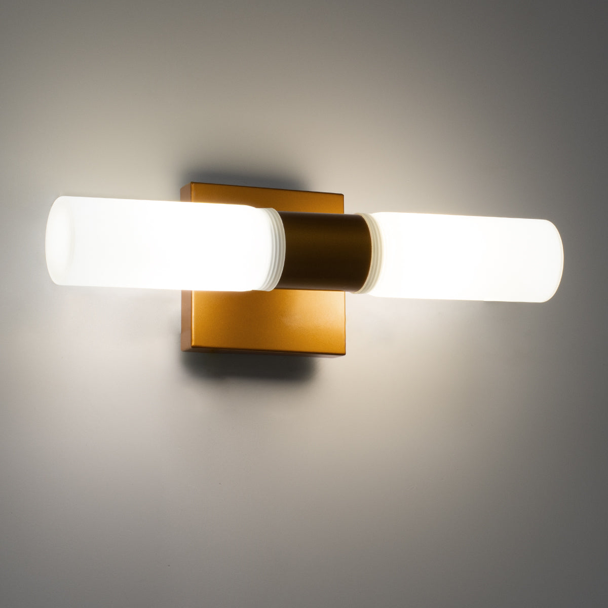 GLOBOSTAR® ANAIS 60411 Μοντέρνο Φωτιστικό Τοίχου - Απλίκα Καθρέπτη Μπάνιου με Ντουί 2 x G9 AC 220-240V IP44 - Χάλκινο & Λευκό - Μ34 x Π12 x Υ11cm
