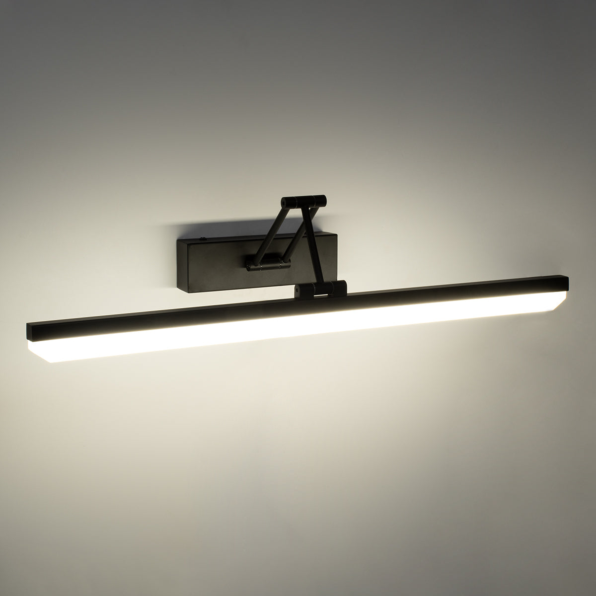 GLOBOSTAR® MARA 60446 Μοντέρνο Φωτιστικό Τοίχου - Απλίκα Καθρέπτη Μπάνιου LED 12W 1400lm 120° AC 220-240V IP20 Φυσικό Λευκό 4500K - Lumileds SMD Chip & TÜV SÜD Driver - Μαύρο Ματ - Μ60 x Π15 x Υ13cm - 3 Χρόνια Εγγύηση