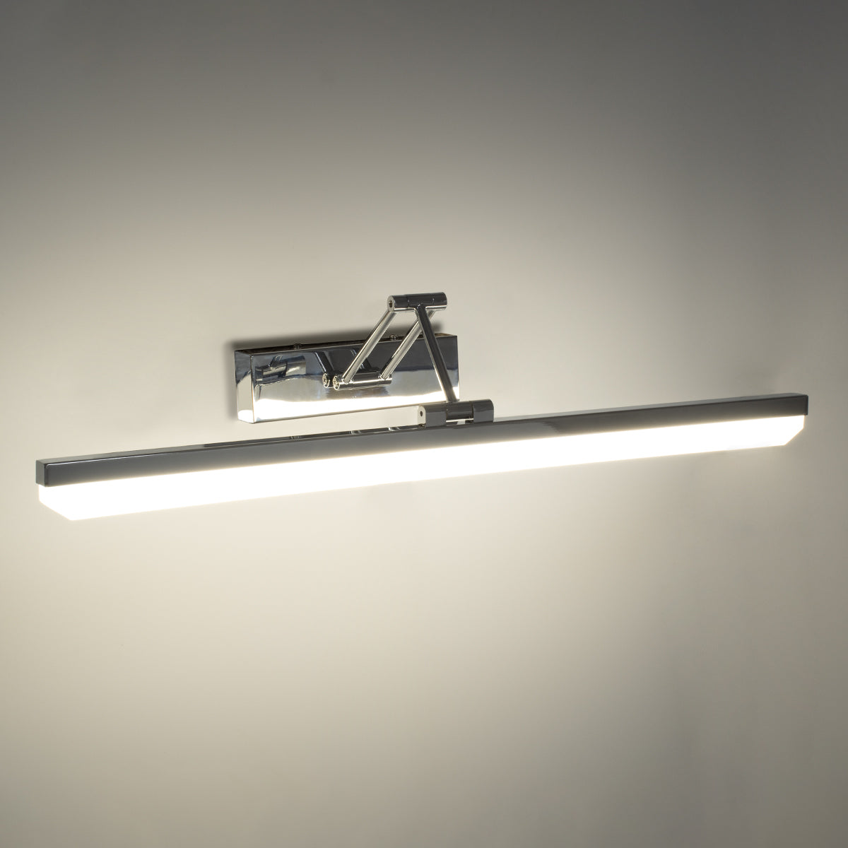 GLOBOSTAR® MARA 60447 Μοντέρνο Φωτιστικό Τοίχου - Απλίκα Καθρέπτη Μπάνιου LED 12W 1400lm 120° AC 220-240V IP20 Φυσικό Λευκό 4500K - Lumileds SMD Chip & TÜV SÜD Driver - Νίκελ Χρώμιο - Μ60 x Π15 x Υ13cm - 3 Χρόνια Εγγύηση