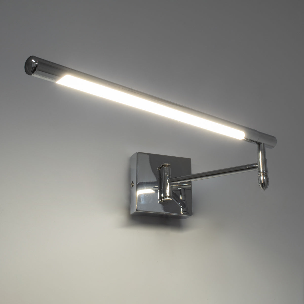 GloboStar® FRIDA 60458 Μοντέρνο Φωτιστικό Τοίχου - Απλίκα Καθρέπτη Μπάνιου - Πίνακα LED 12W 1400lm 120° AC 220-240V IP44 Μ51 x Π9 έως Π68(Ρυθμιζόμενο) x Υ10cm - Φυσικό Λευκό 4500K - Χρώμιο Νίκελ - 3 Χρόνια Εγγύηση - ledmania.gr
