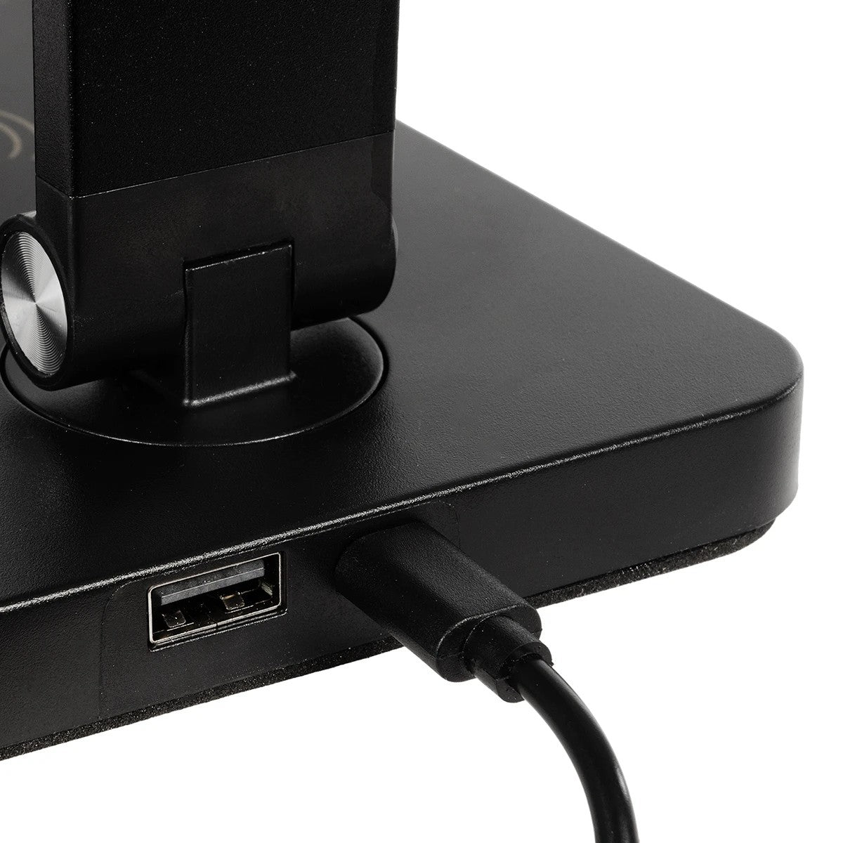 GLOBOSTAR® TEBLA 60482 Μοντέρνο Επιτραπέζιο Φωτιστικό Γραφείου με Ασύρματη Φόρτιση 5W 1A LED 5W 500lm 120° AC 220-240V IP20 Ρυθμιζόμενο Λευκό CCT με Αφή 2700K/4500K/6000K Dimmable - Bridgelux SMD Chip - Μαύρο - Μ11 x Π31 x Υ52cm - 2 Χρόνια Εγγύηση - ledmania.gr