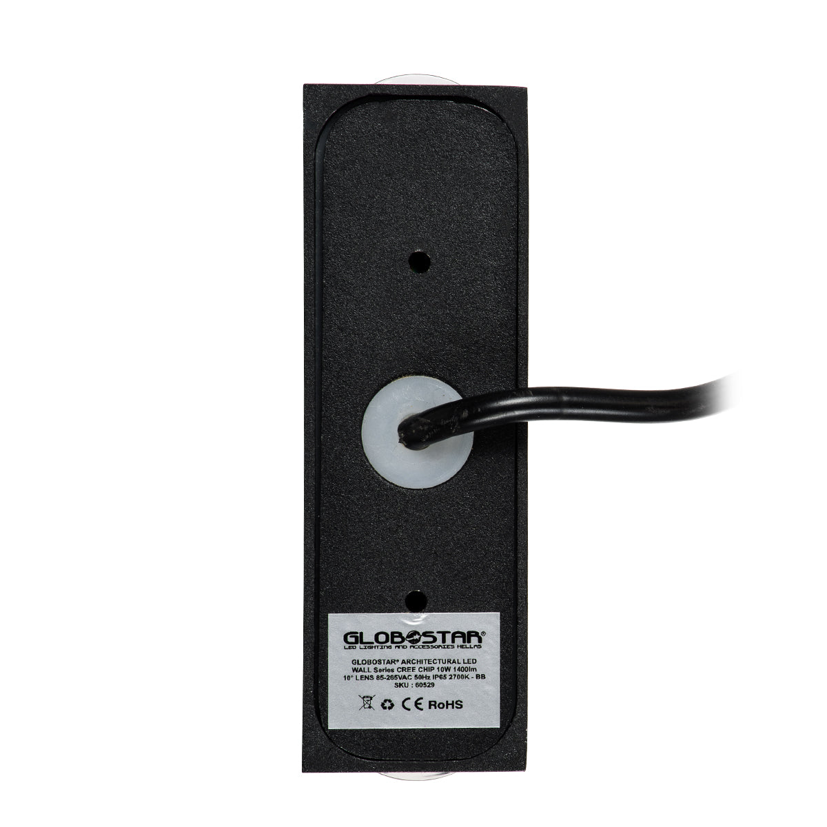 GLOBOSTAR® LINOR 60529 Μοντέρνο Φωτιστικό Τοίχου - Απλίκα LED 10W 1000lm 10° AC 220-240V Αδιάβροχο IP65 Θερμό Λευκό 2700K - Bridgelux COB Chip & TÜV SÜD Driver - Μαύρο Ματ - Μ12.5 x Π6 x Υ4cm - 5 Χρόνια Εγγύηση - ledmania.gr