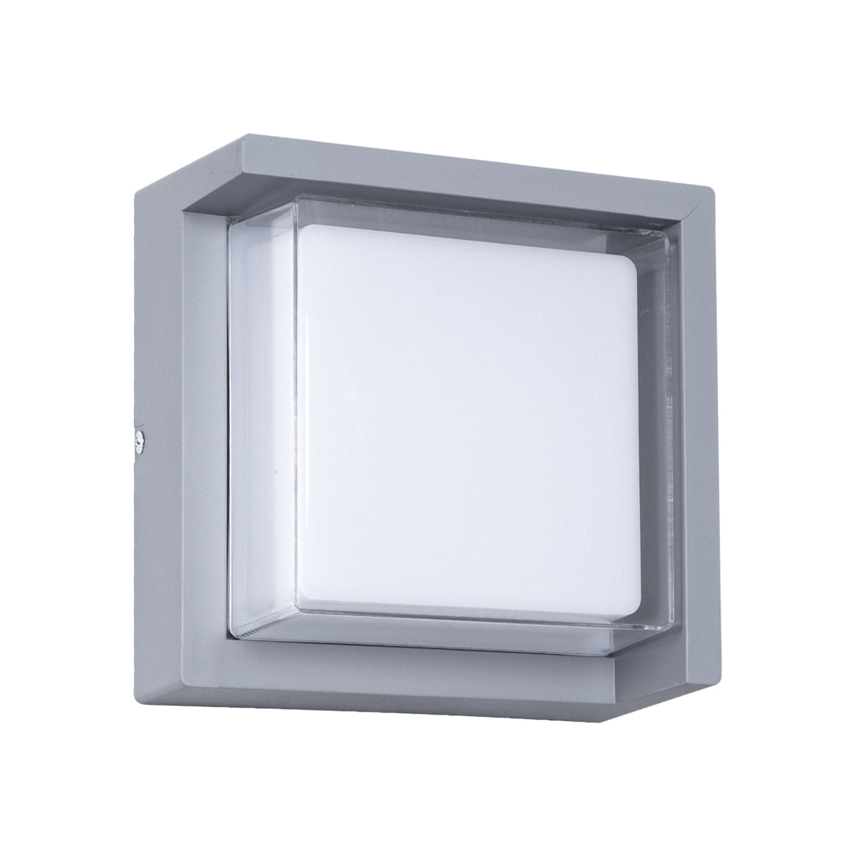 GLOBOSTAR® APEX 60771 Φωτιστικό Τοίχου - Απλίκα Εσωτερικού/Εξωτερικού Χώρου LED 10W 1050lm 120° AC175-265V Αδιάβροχο IP65 - Πλαστικό Σώμα - Φυσικό λευκό 4500K - Μ17 x Π17 x Υ9cm - Γκρι - Bridgelux Chip - 3 Χρόνια Εγγύηση - ledmania.gr