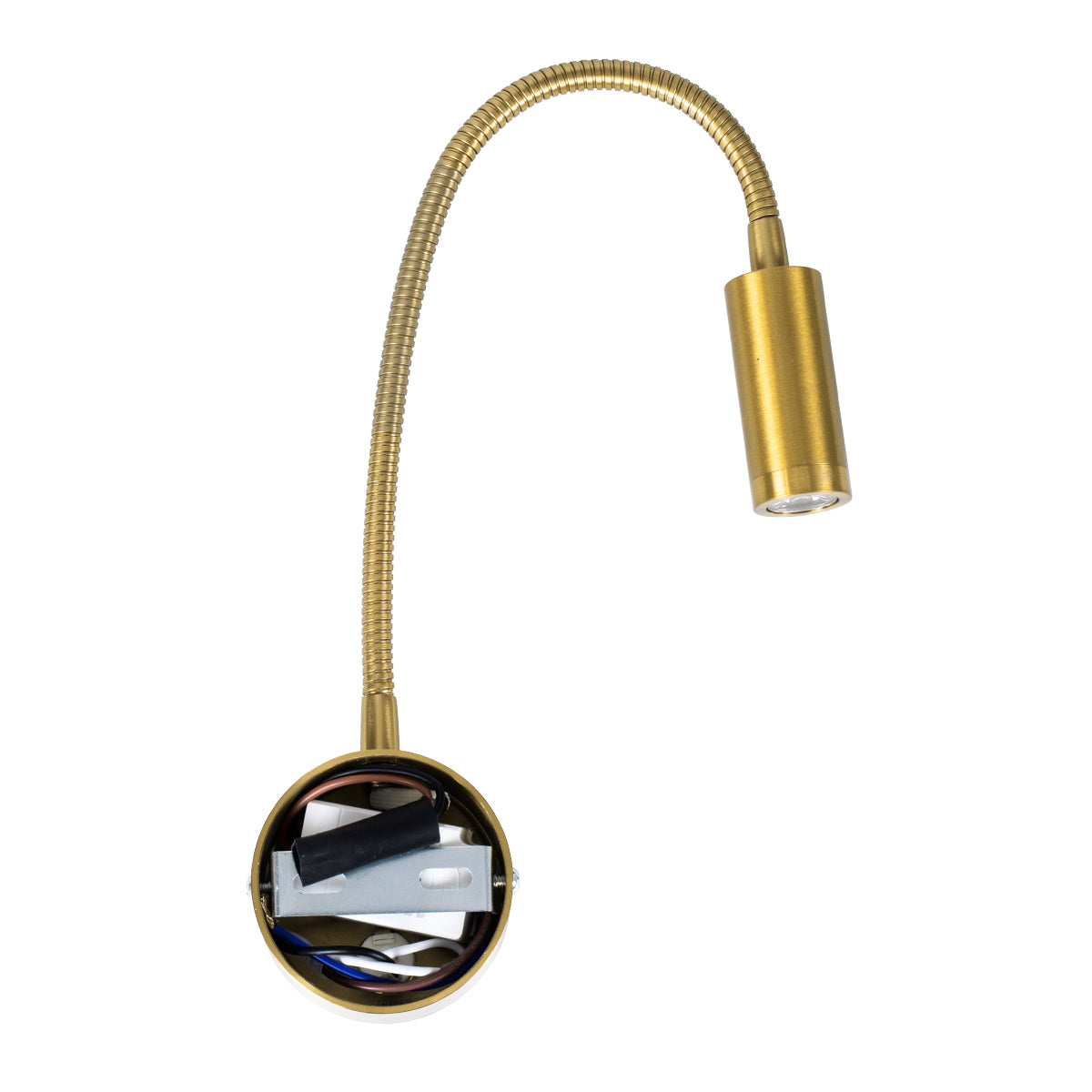 GloboStar® GOOSE 60880 Μοντέρνο Φωτιστικό Τοίχου - Απλίκα Ξενοδοχείου Bed Side LED 3W 300lm 36° AC 220-240V - Reading Light - Μ6.5 x Π15 x Υ24.5cm - Φυσικό Λευκό 4500K - Χρυσό Βούρτσας - ledmania.gr