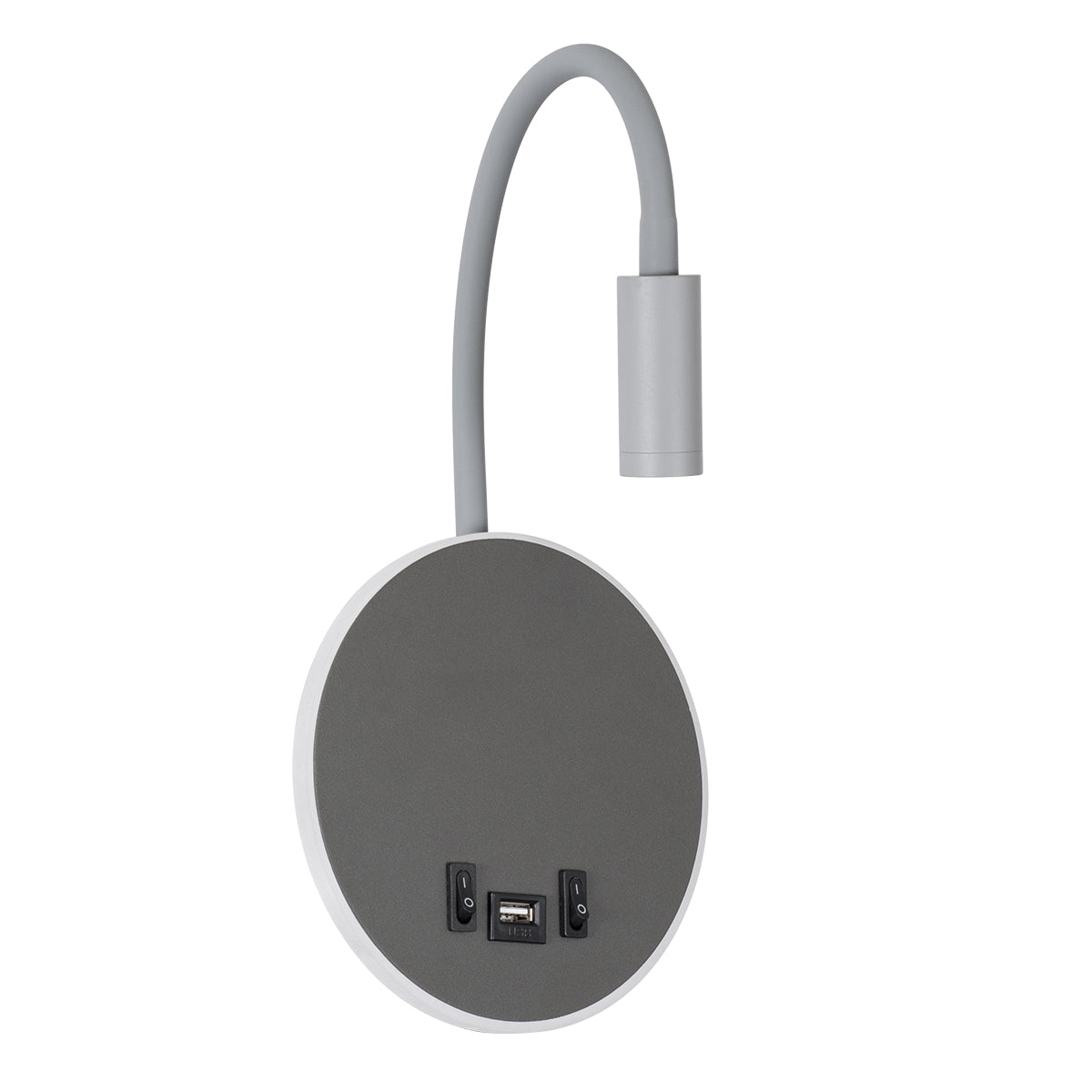 GLOBOSTAR® GOOSE 60882 Μοντέρνο Φωτιστικό Τοίχου - Απλίκα Ξενοδοχείου Reading Light με Φορτιστή USB 3A LED 6W 600lm 36° & 360° AC 220-240V IP20 Φυσικό Λευκό 4500K - CREE XPE & Lumileds SMD Chip & TÜV SÜD Driver - Γκρι Ανθρακί Ματ - Μ15.5 x Π15 x Υ30.5c...